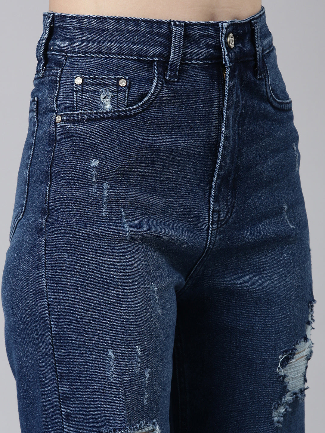 Women's Blue High-Rise Light Fade Acid Wash Denim Jeans