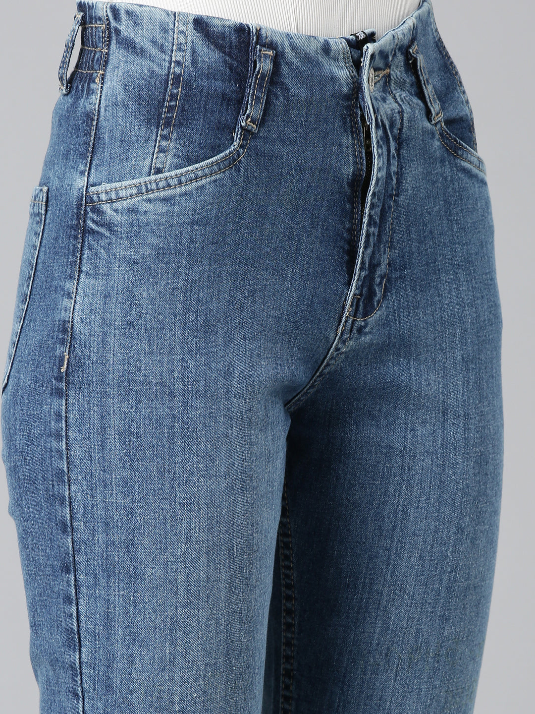 Women's Blue Slim Fit Light Fade Acid Wash Denim Jeans