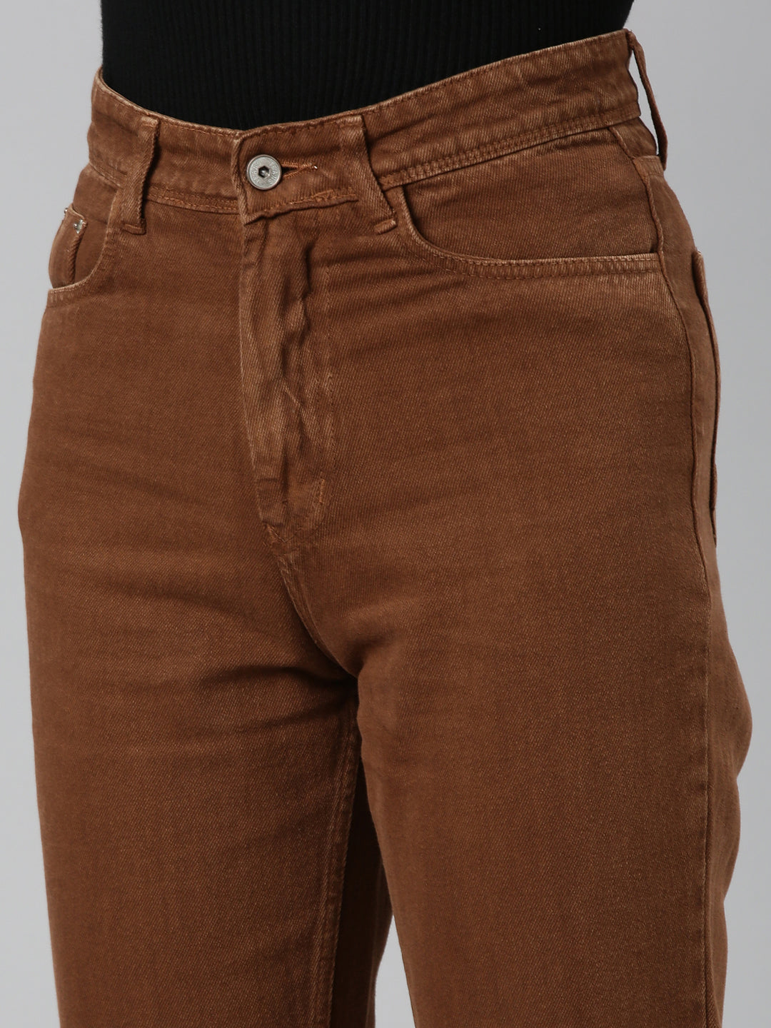 Women's Rust High-Rise Coloured Shade Cropped Denim Jeans