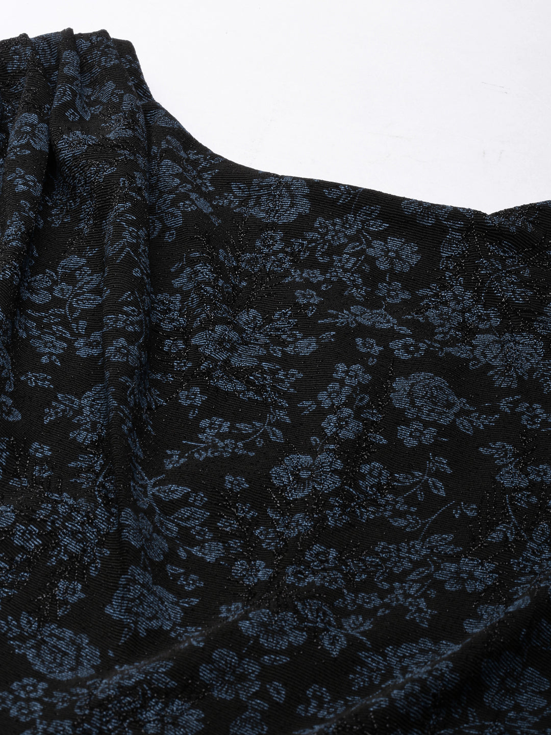 Women's Black Floral Printed Belted Sheath Dress