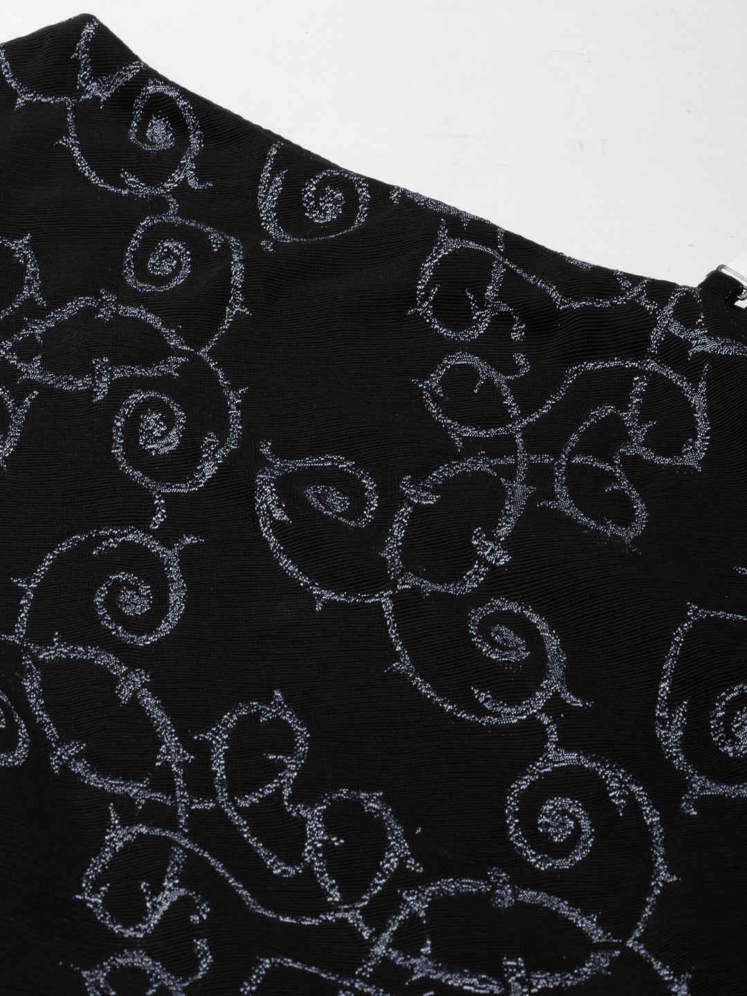 Women's Black Self Design One Shoulder Puff Sleeve Sheath Dress