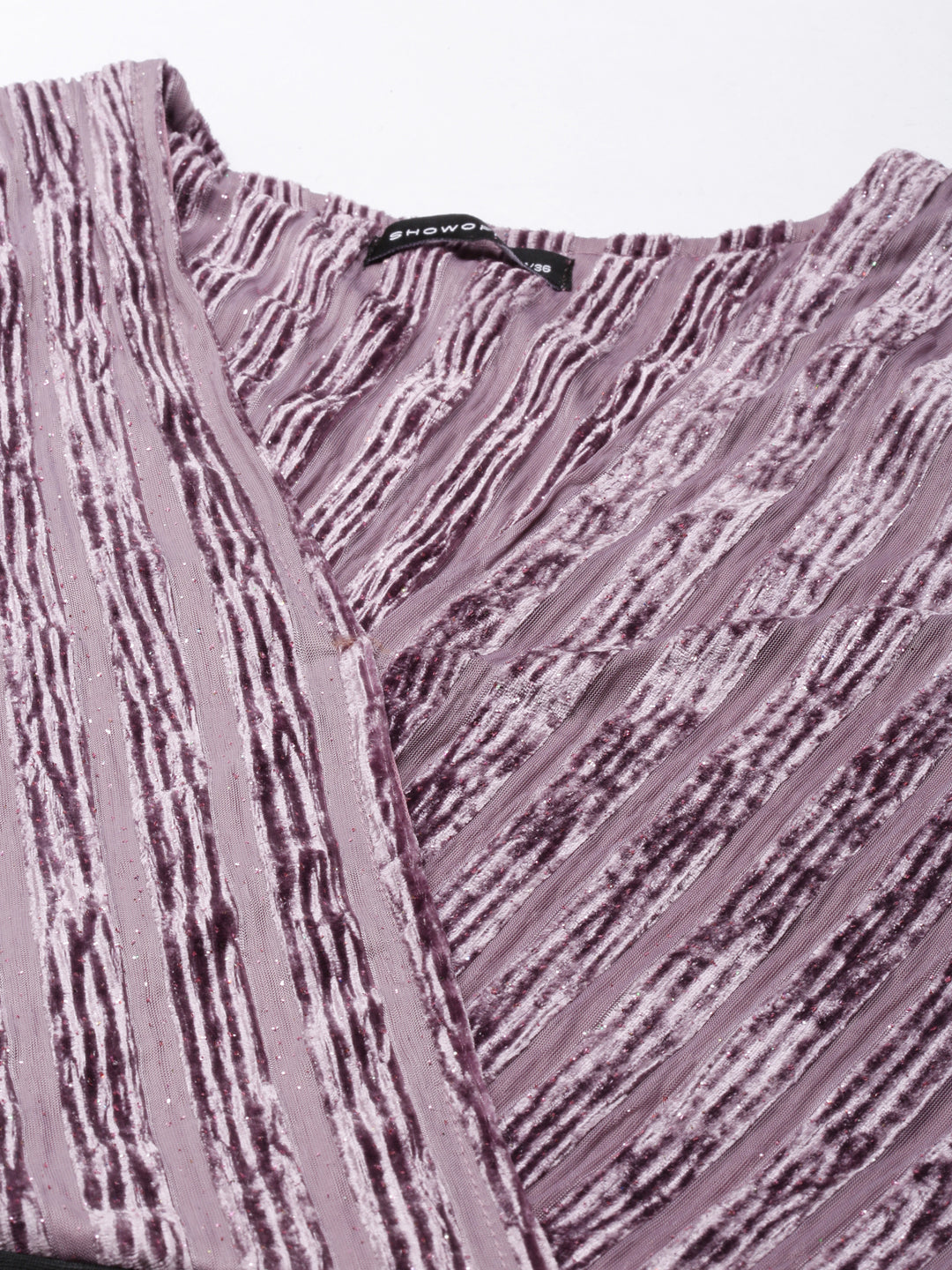 Women's Mauve Striped Velvet Sheath Dress