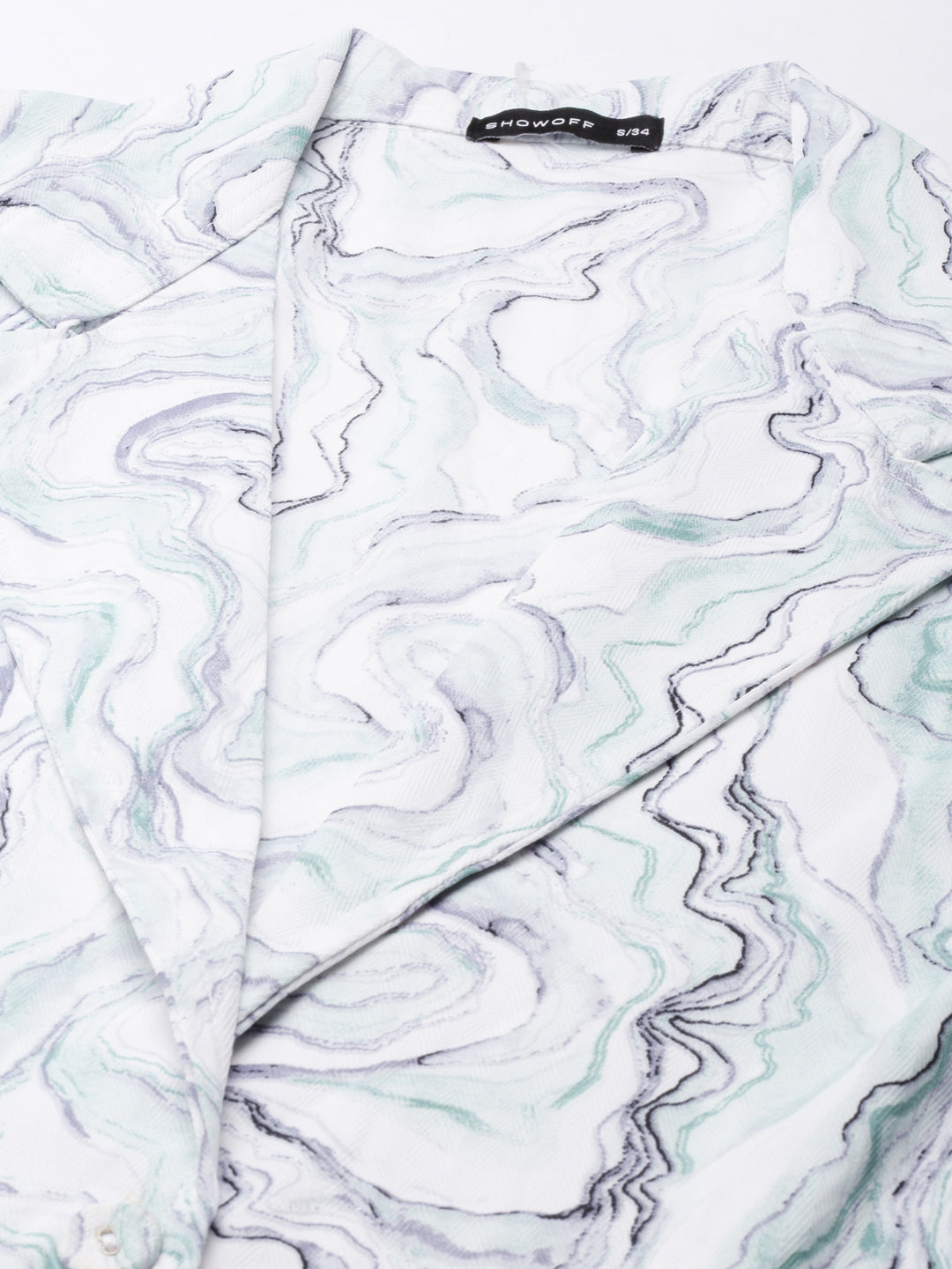 Women's Off White Abstract Printed Cotton Shoulder Straps A-Line Dress