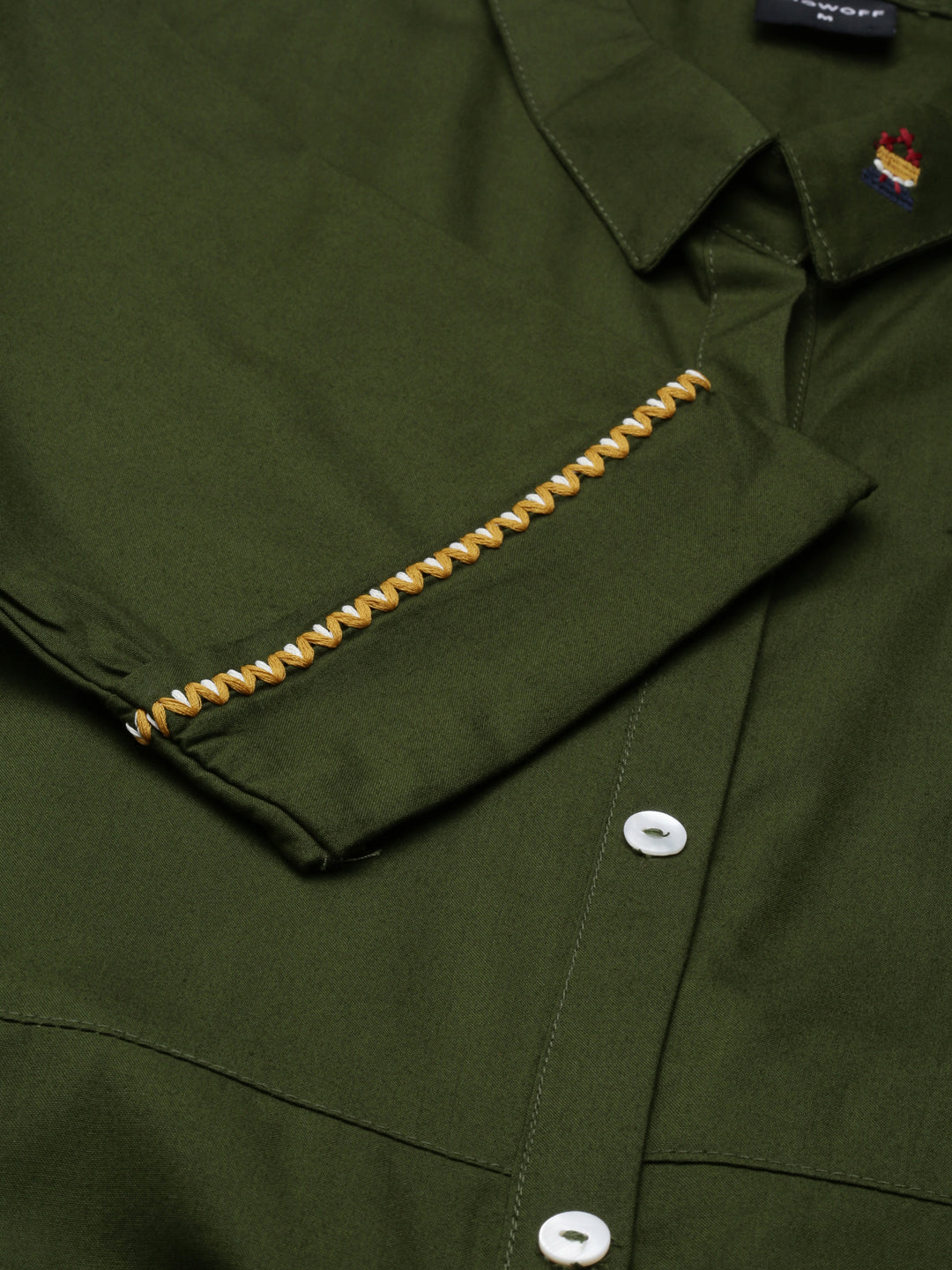 Women's Olive Shirt Collar Short Sleeves Belted Shirt Dress