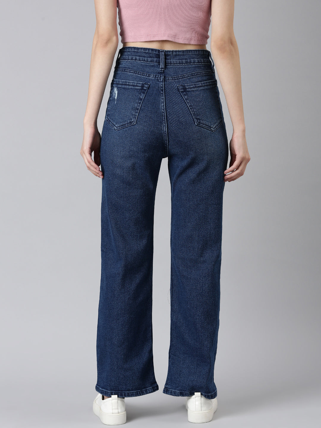 Women's Blue High-Rise Light Fade Acid Wash Denim Jeans