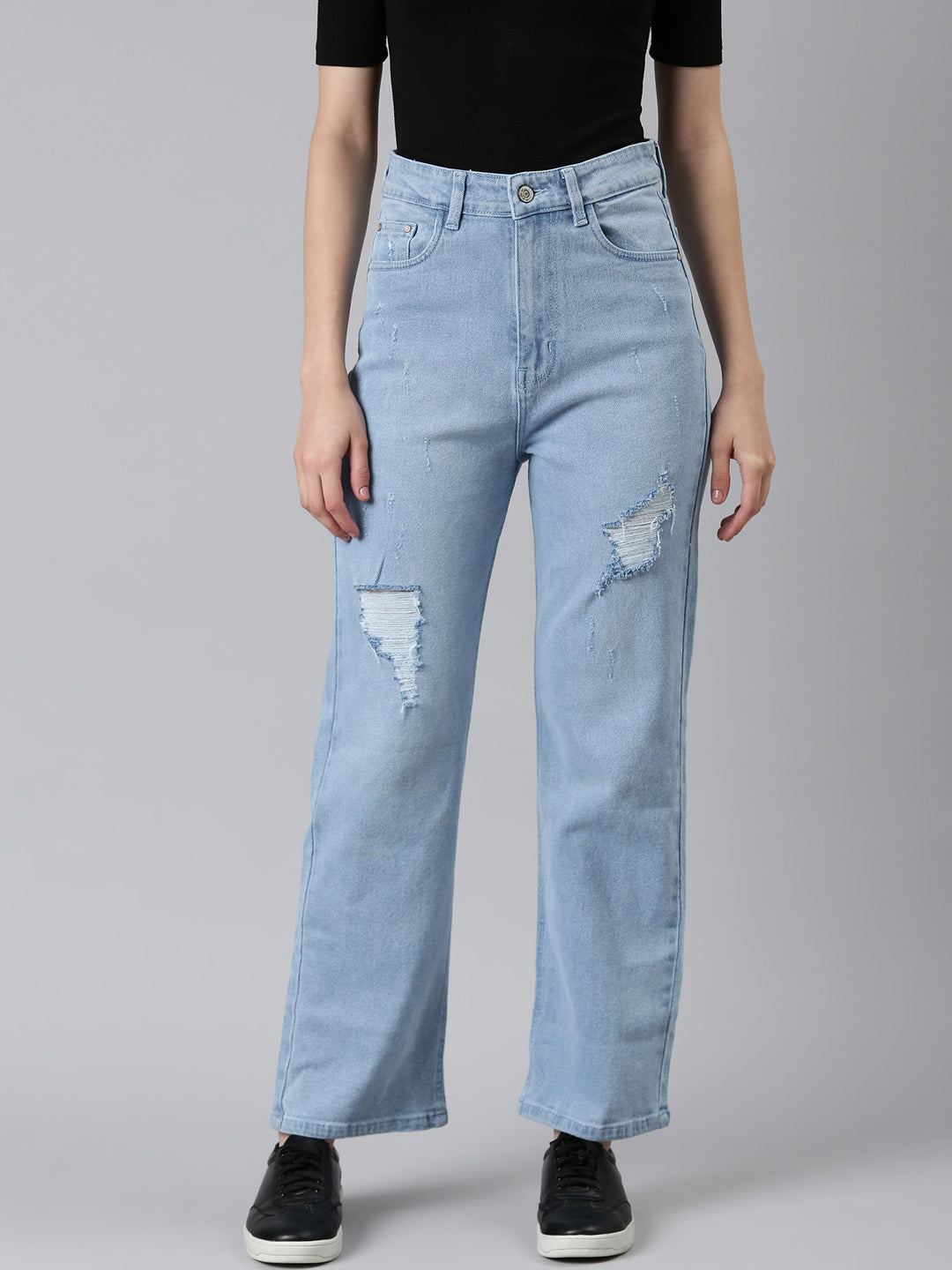 Women's Blue High-Rise Light Fade Denim Jeans