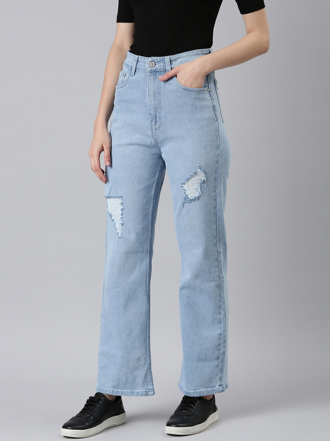 Women's Blue High-Rise Light Fade Denim Jeans