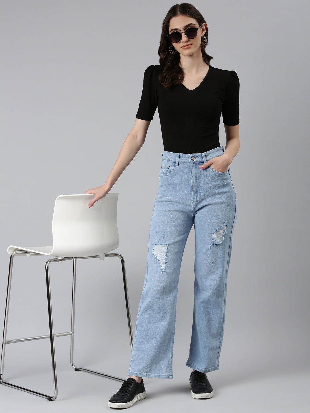 Women's Blue High-Rise Light Fade Denim Jeans