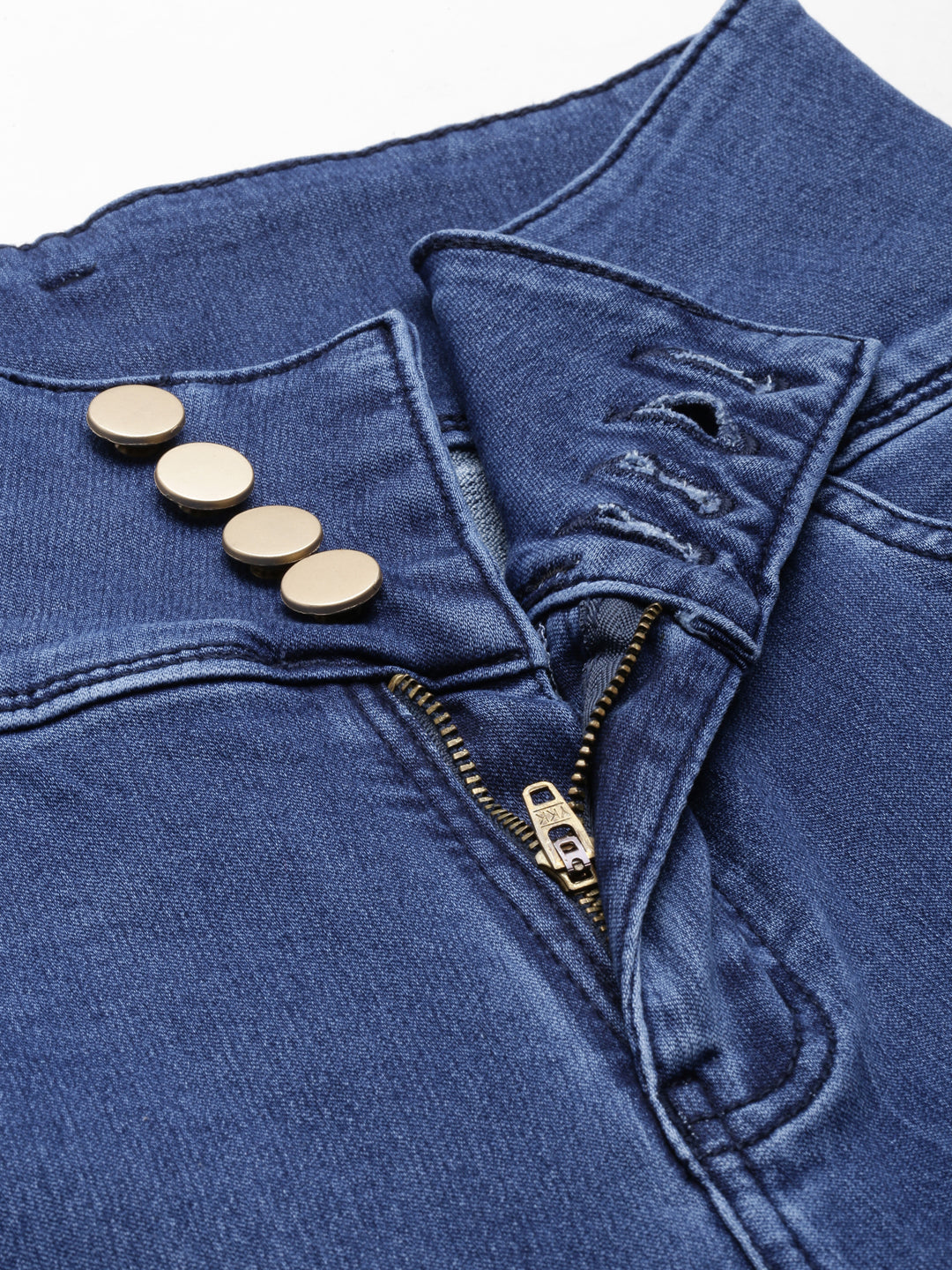 Women's Blue Skinny Fit High-Rise Acid Wash Denim Jeans