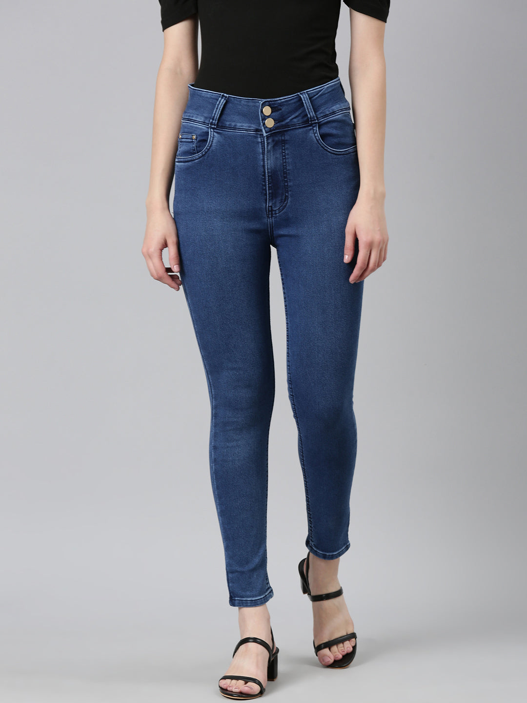 Women's Blue High-Rise Denim Slim Fit Jeans