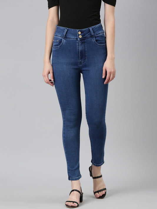 Women's Blue High-Rise Denim Slim Fit Jeans
