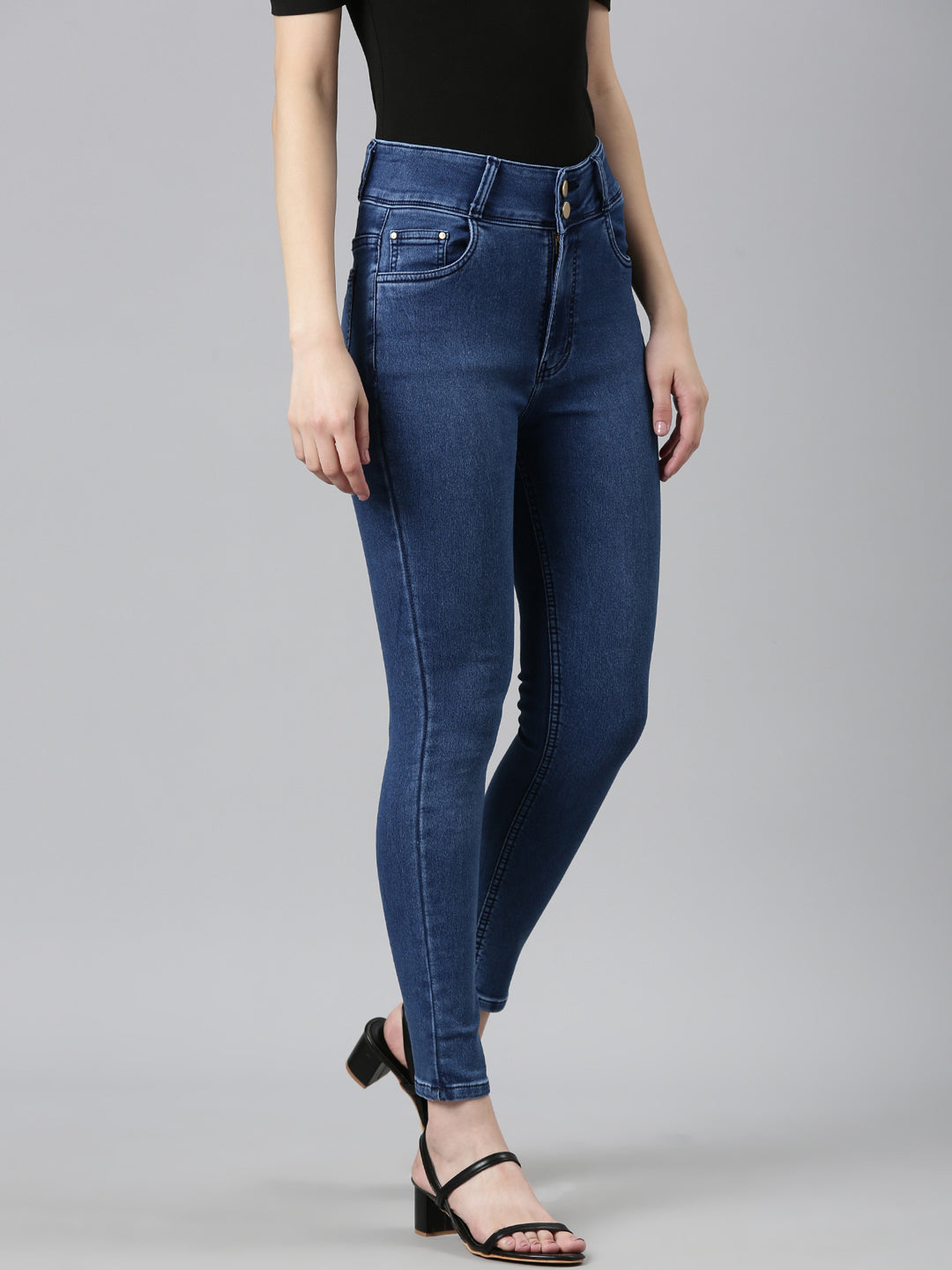 Women's Blue High-Rise Denim Slim Fit Jeans