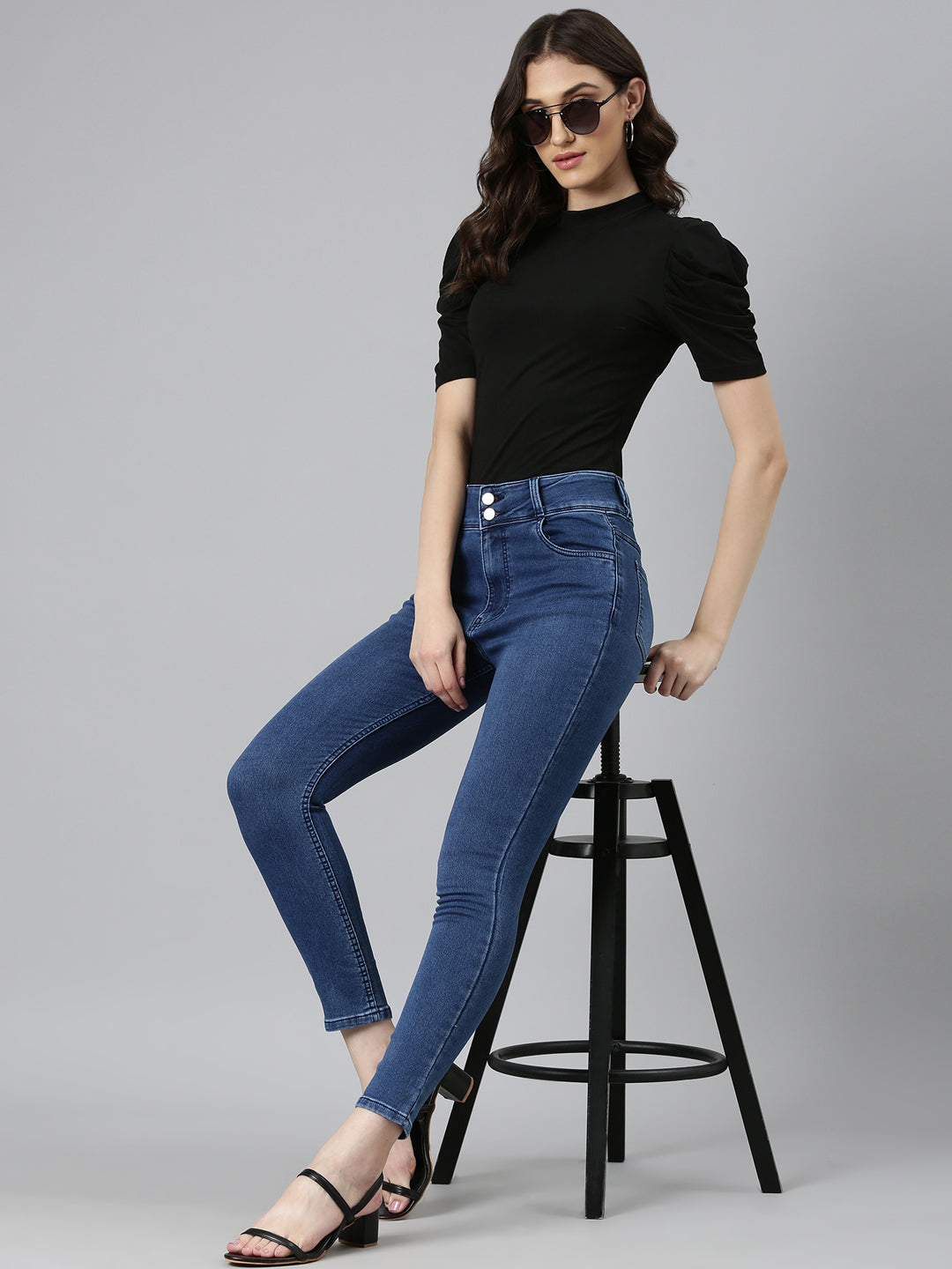 Women's Blue High-Rise Denim Slim Fit Jeans