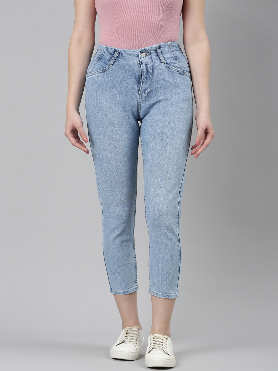 Women's Blue Mid-Rise Heavy Fade Denim Jeans