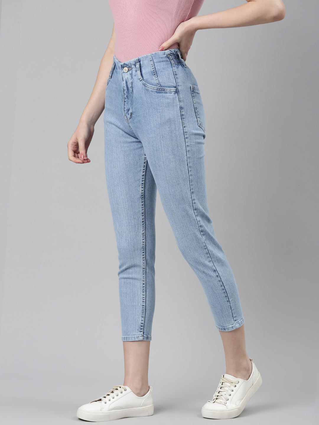 Women's Blue Mid-Rise Heavy Fade Denim Jeans