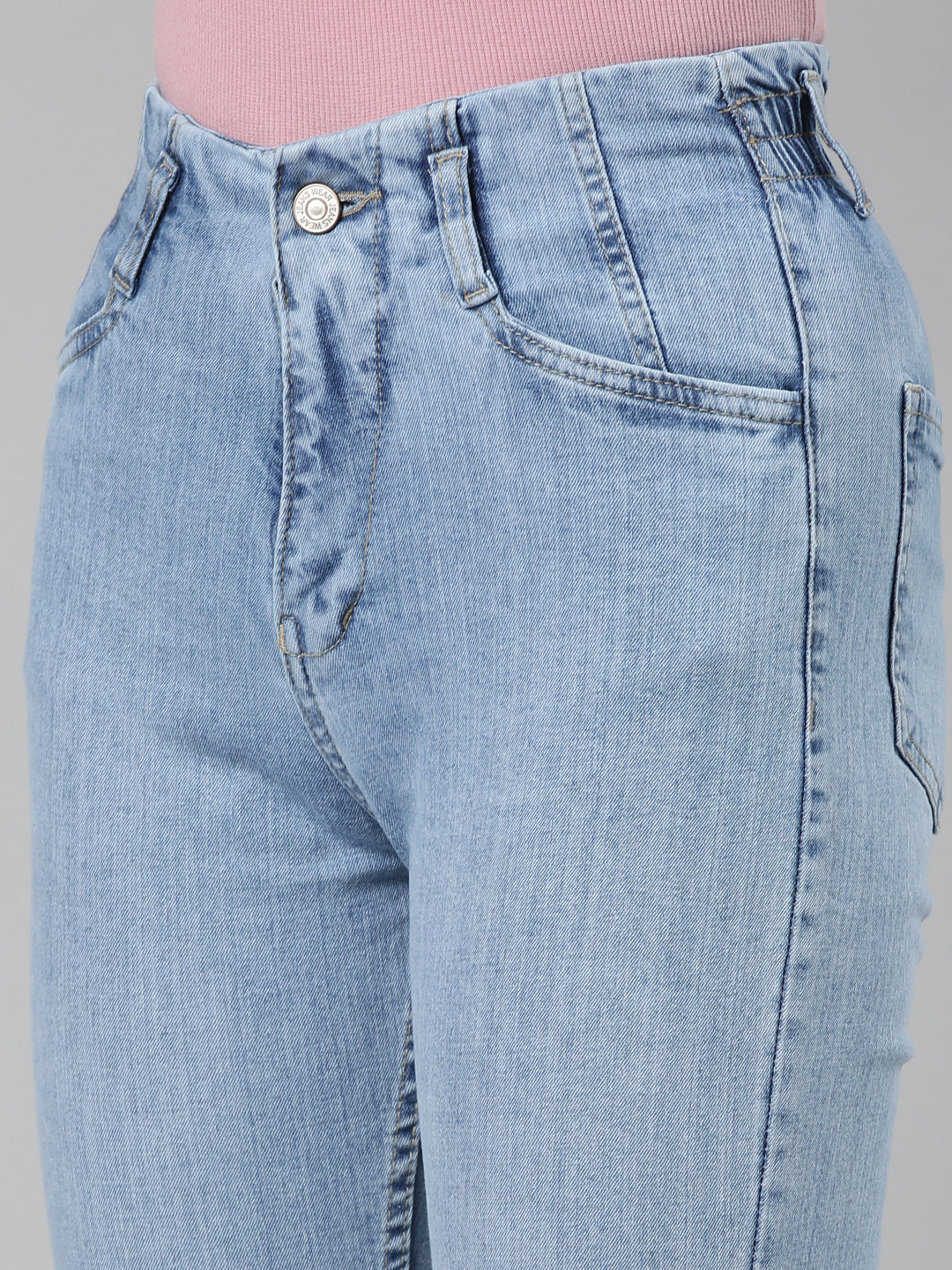 Women's Blue Mid-Rise Heavy Fade Denim Jeans