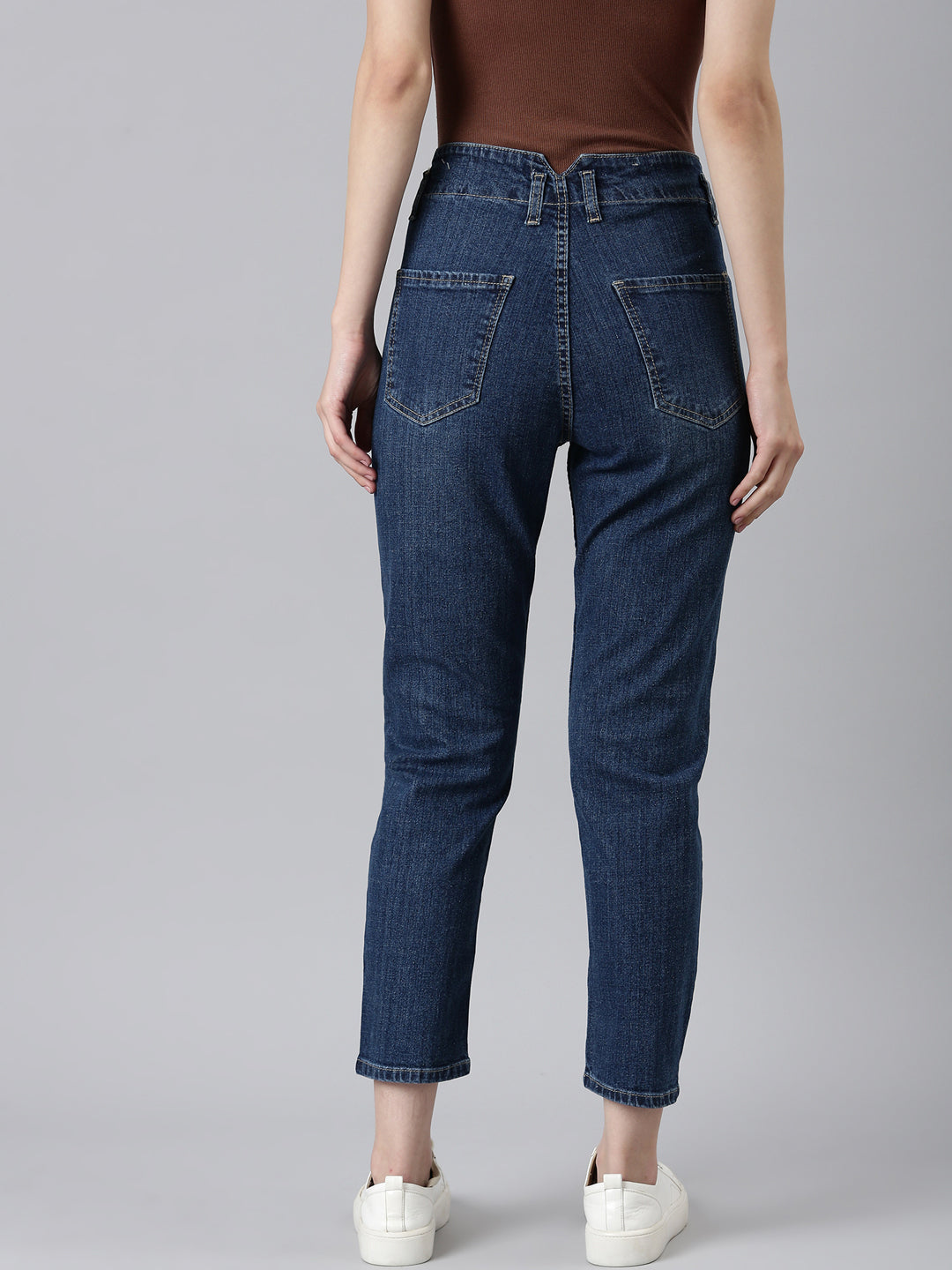 Women's Blue Mom Fit High-Rise Denim Jeans