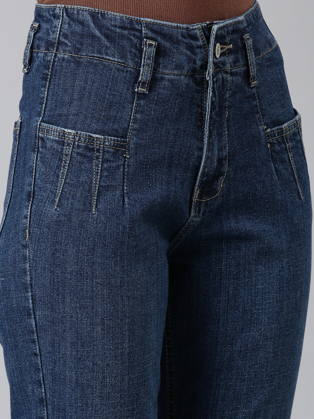 Women's Blue Mom Fit High-Rise Denim Jeans