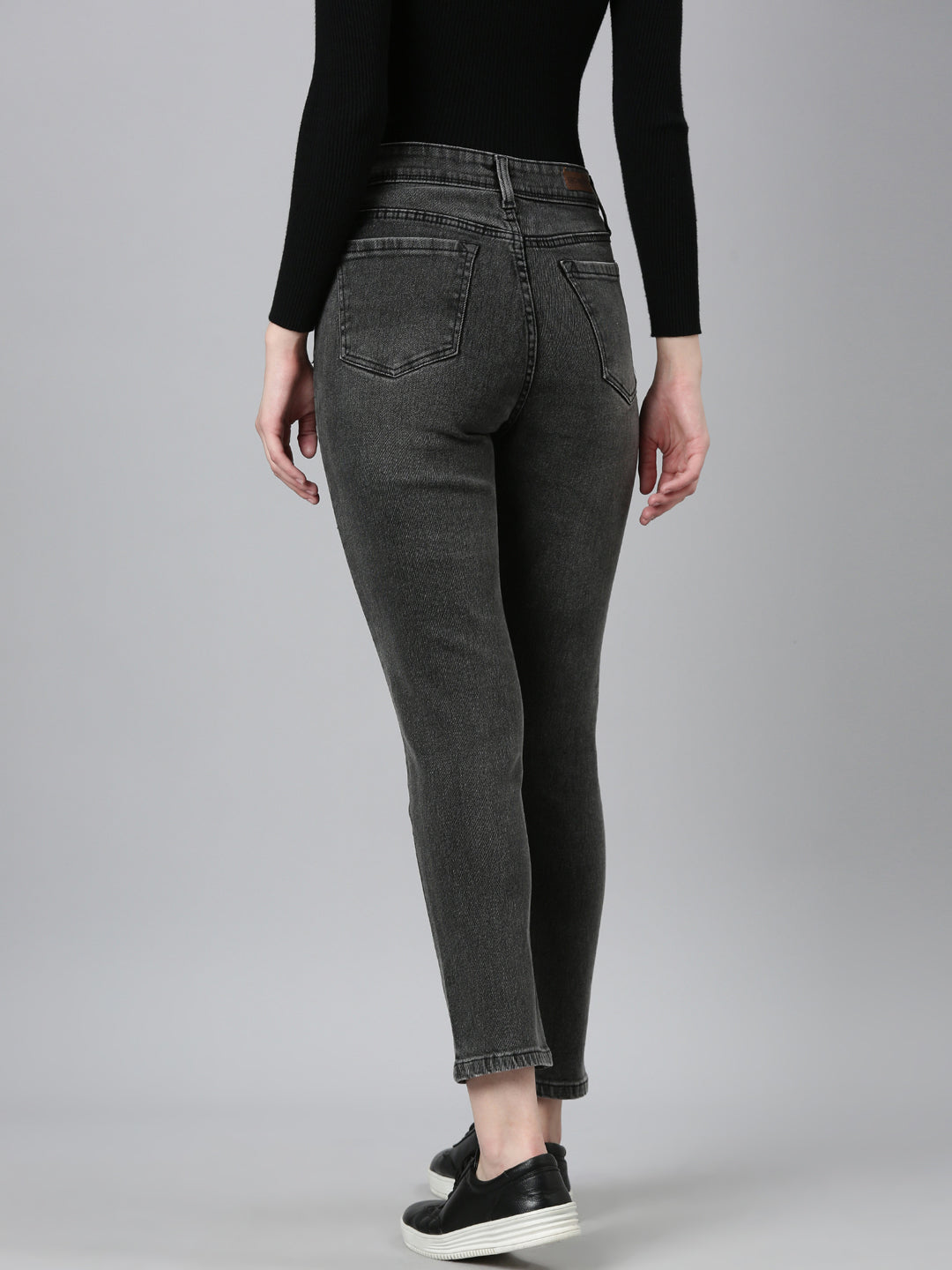 Women's Grey Jean Slim Fit Acid Wash Denim Jeans