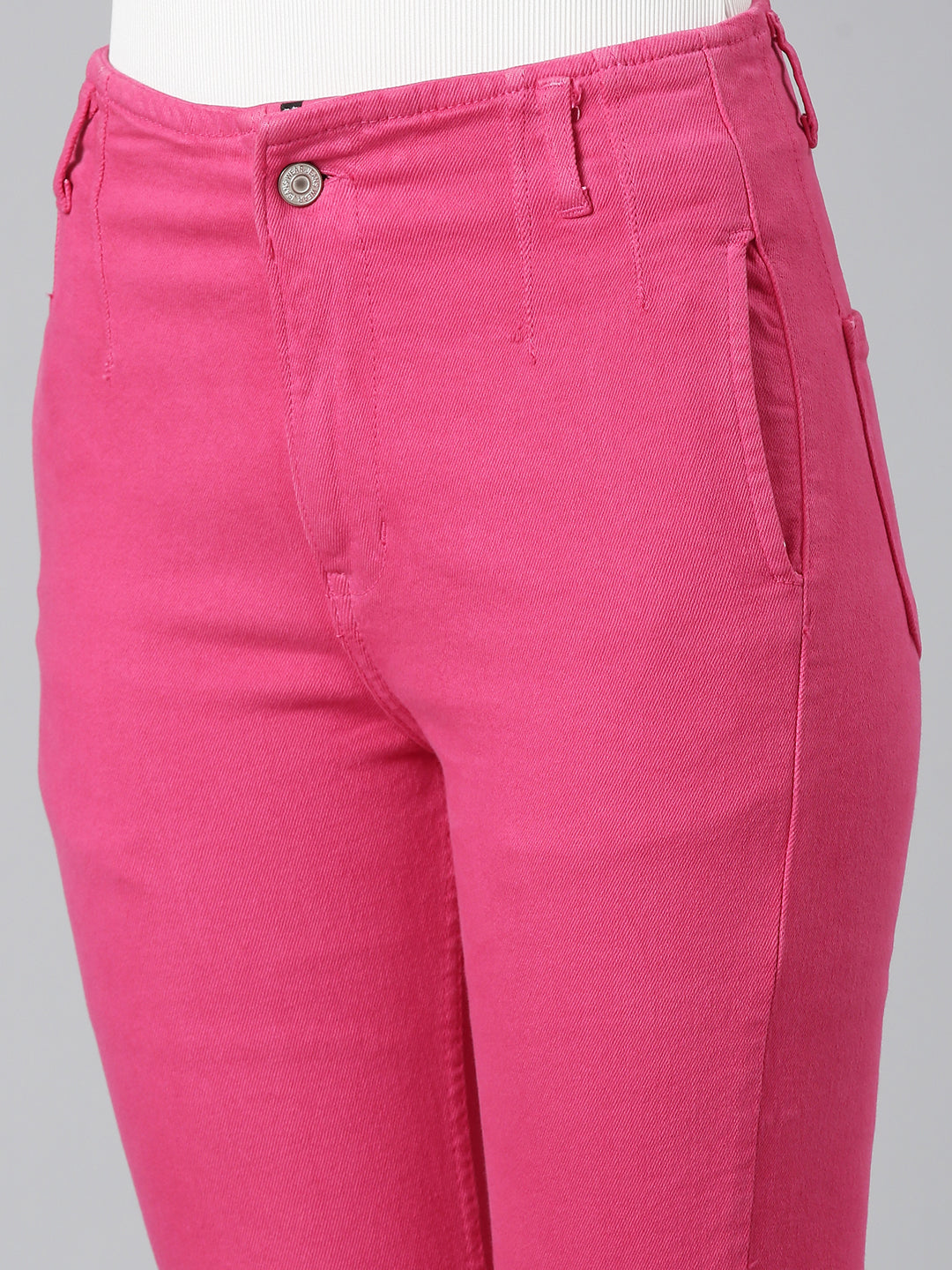 Women's Fuchsia Slim Fit Acid Wash High-Raise Denim Jeans