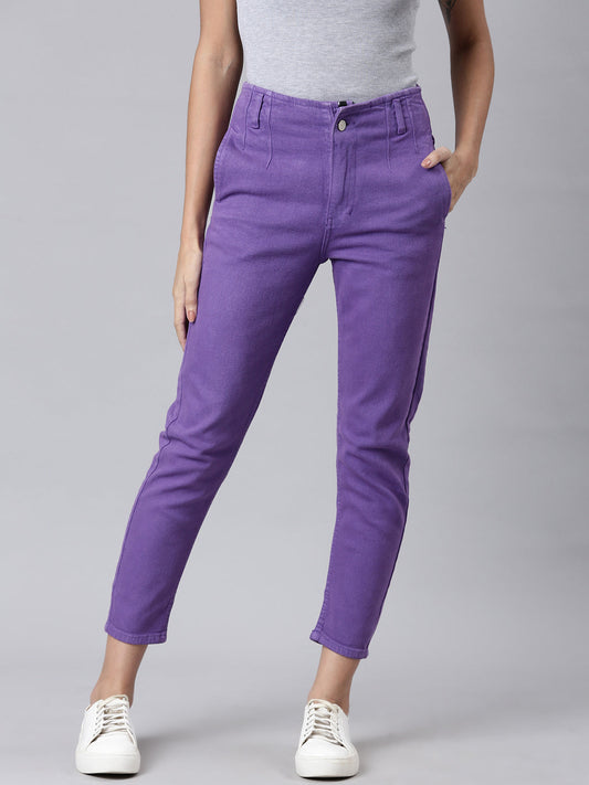 Women's Lavender Mid-Rise Denim Jeans