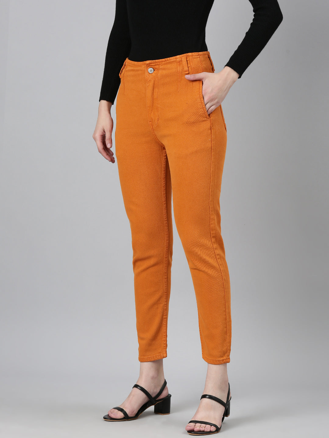 Women's Mustard Mid-Rise Slim Fit Coloured Shade Denim Jeans