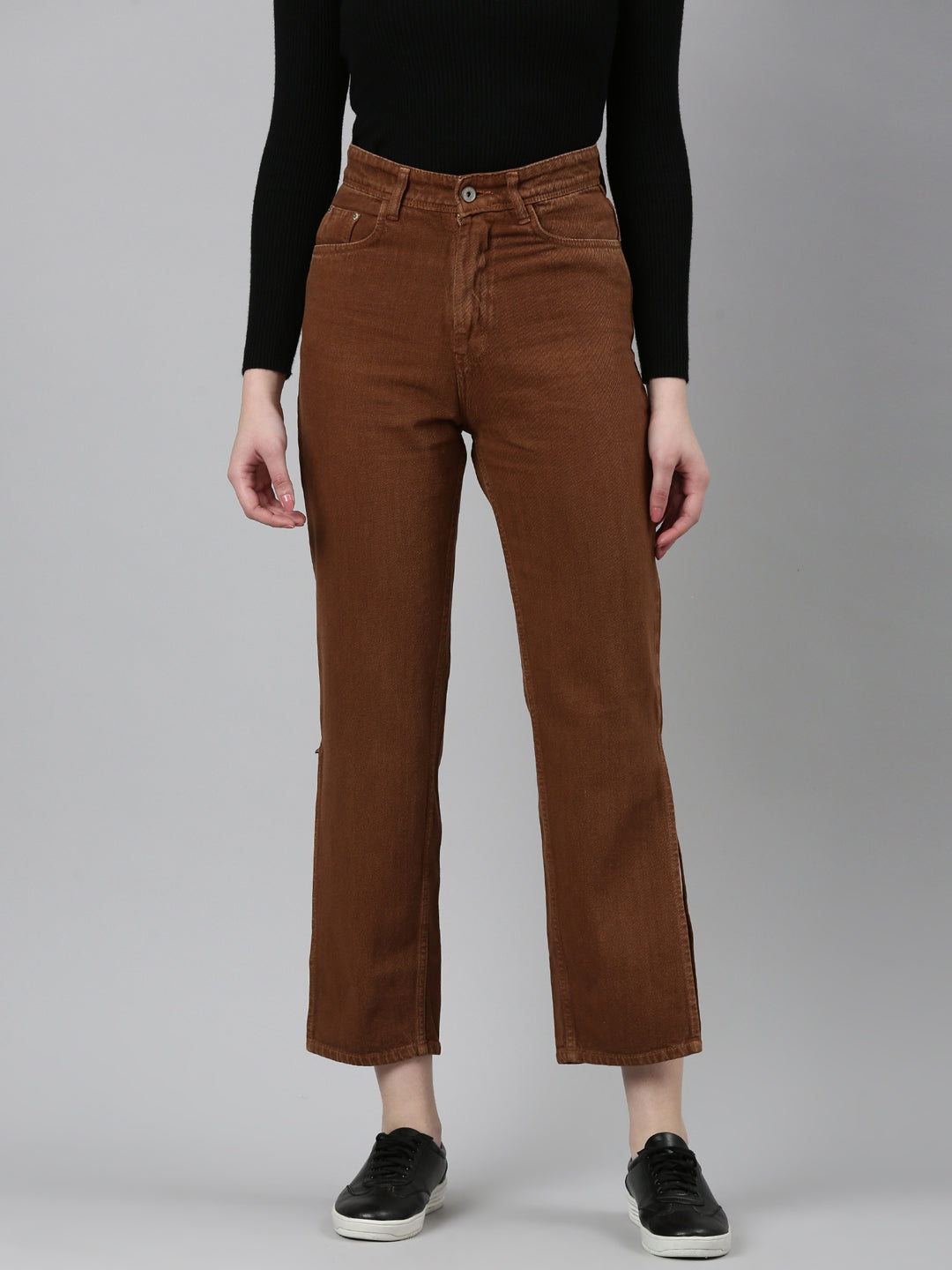 Women's Rust High-Rise Coloured Shade Cropped Denim Jeans