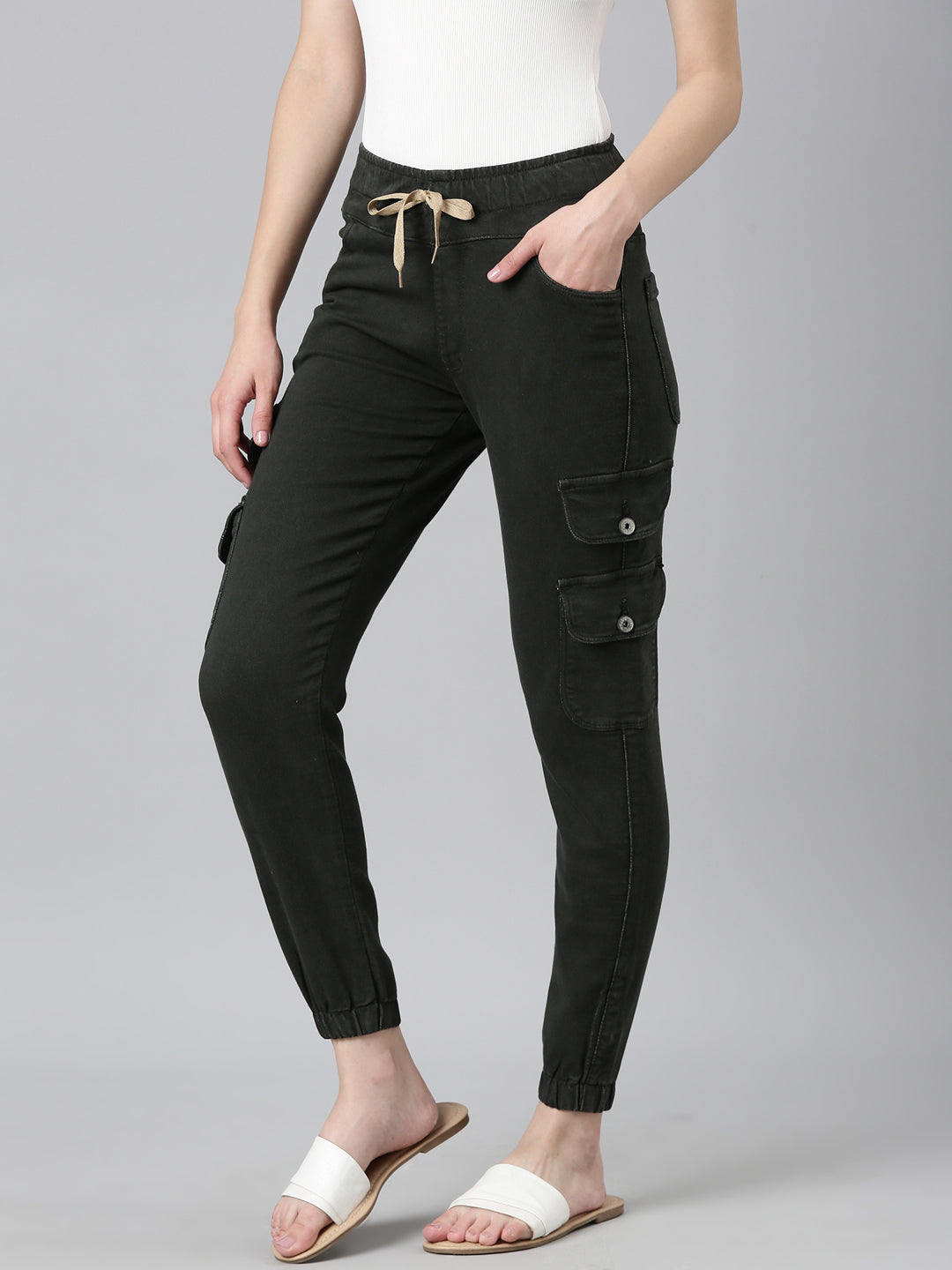 Women's Olive Mid-Rise Denim Jeans