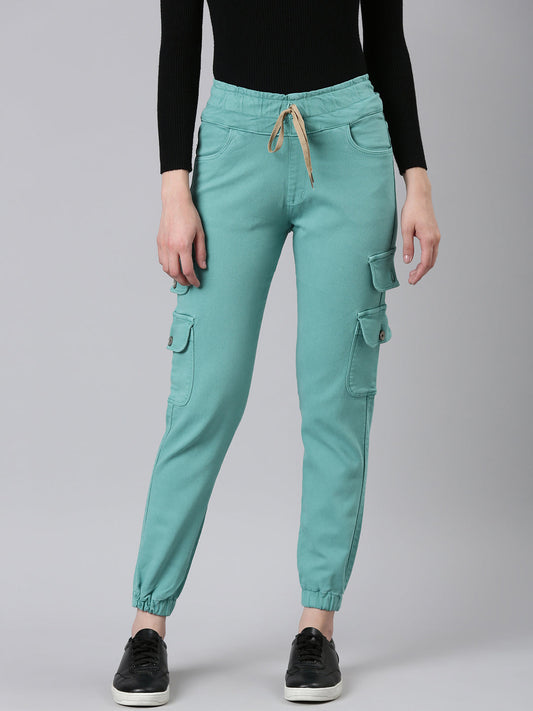Women's Turquoise Blue High-Rise Denim Jeans