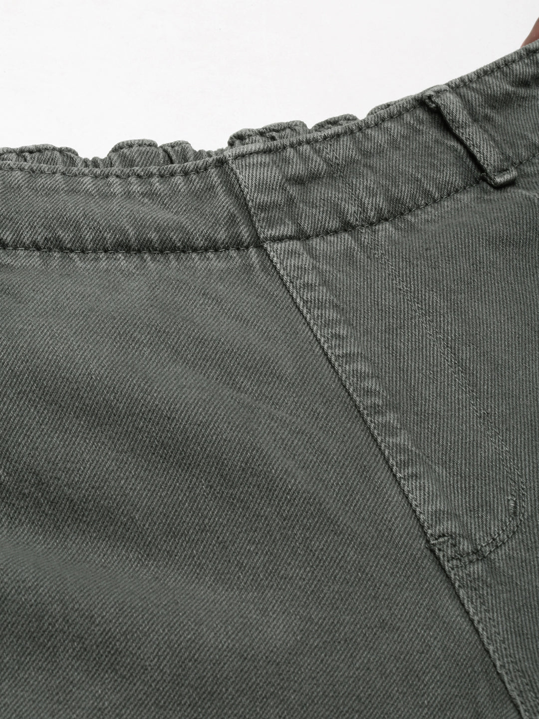 Women's Olive Retro Denims Wide Leg Jeans