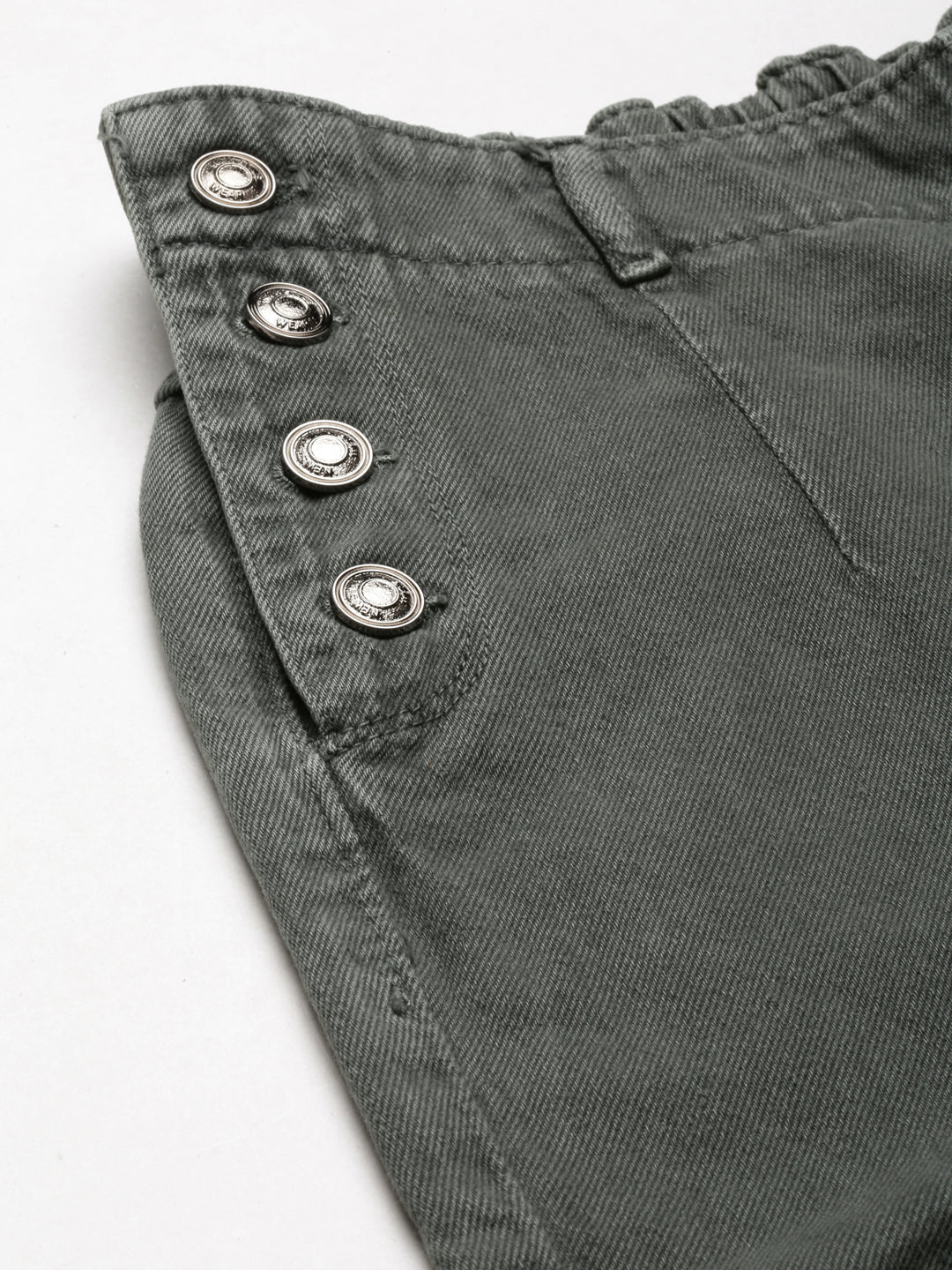 Women's Olive Retro Denims Wide Leg Jeans