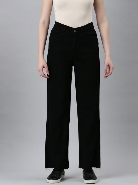 Women's Black High Rise Straight Fit Denim Jeans