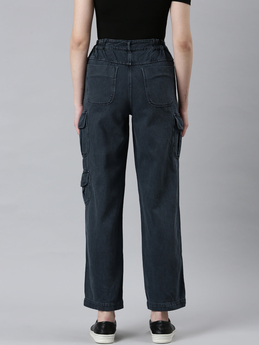 Women's Grey Cotton Straight Fit Denim Jeans