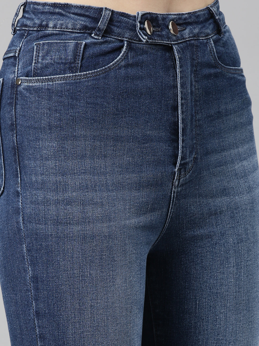 Women's Blue Skinny Fit Light Fade Acid Wash High-Rise Denim Jeans