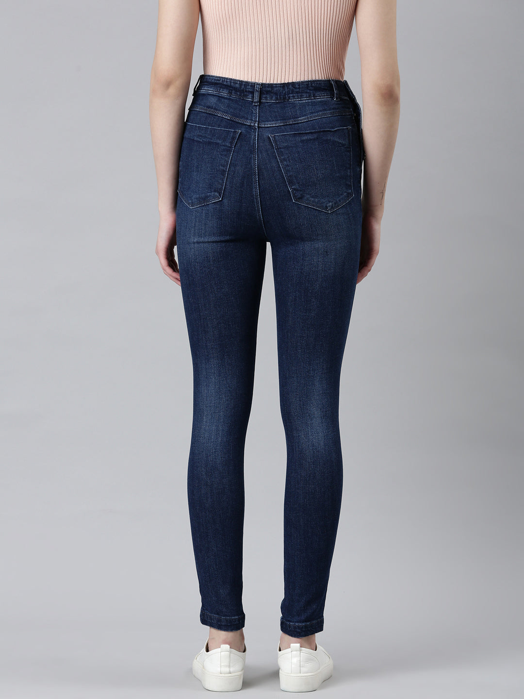 Women's Navy Blue Clean Look Skinny Fit Denim Jeans