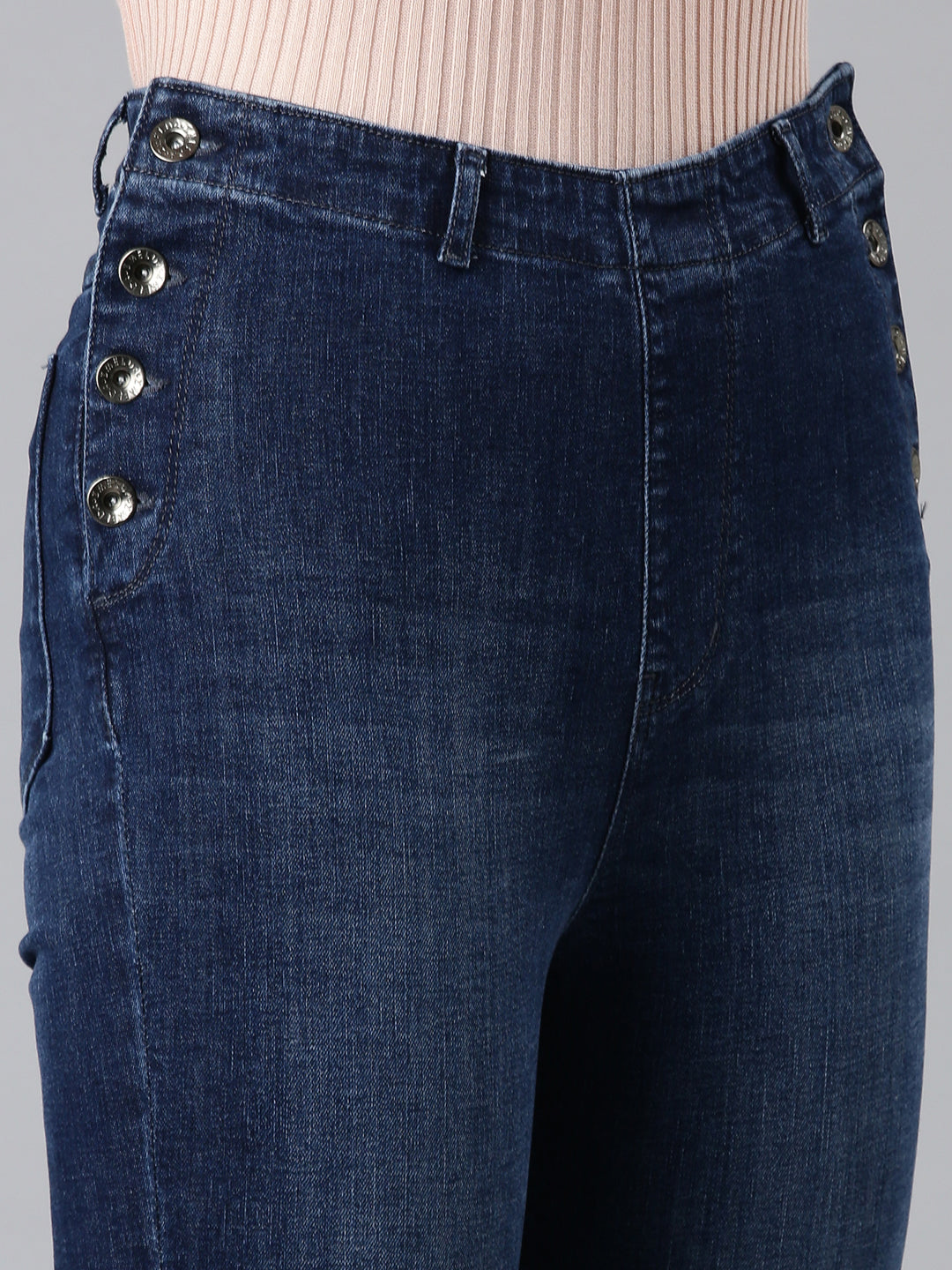Women's Navy Blue Clean Look Skinny Fit Denim Jeans