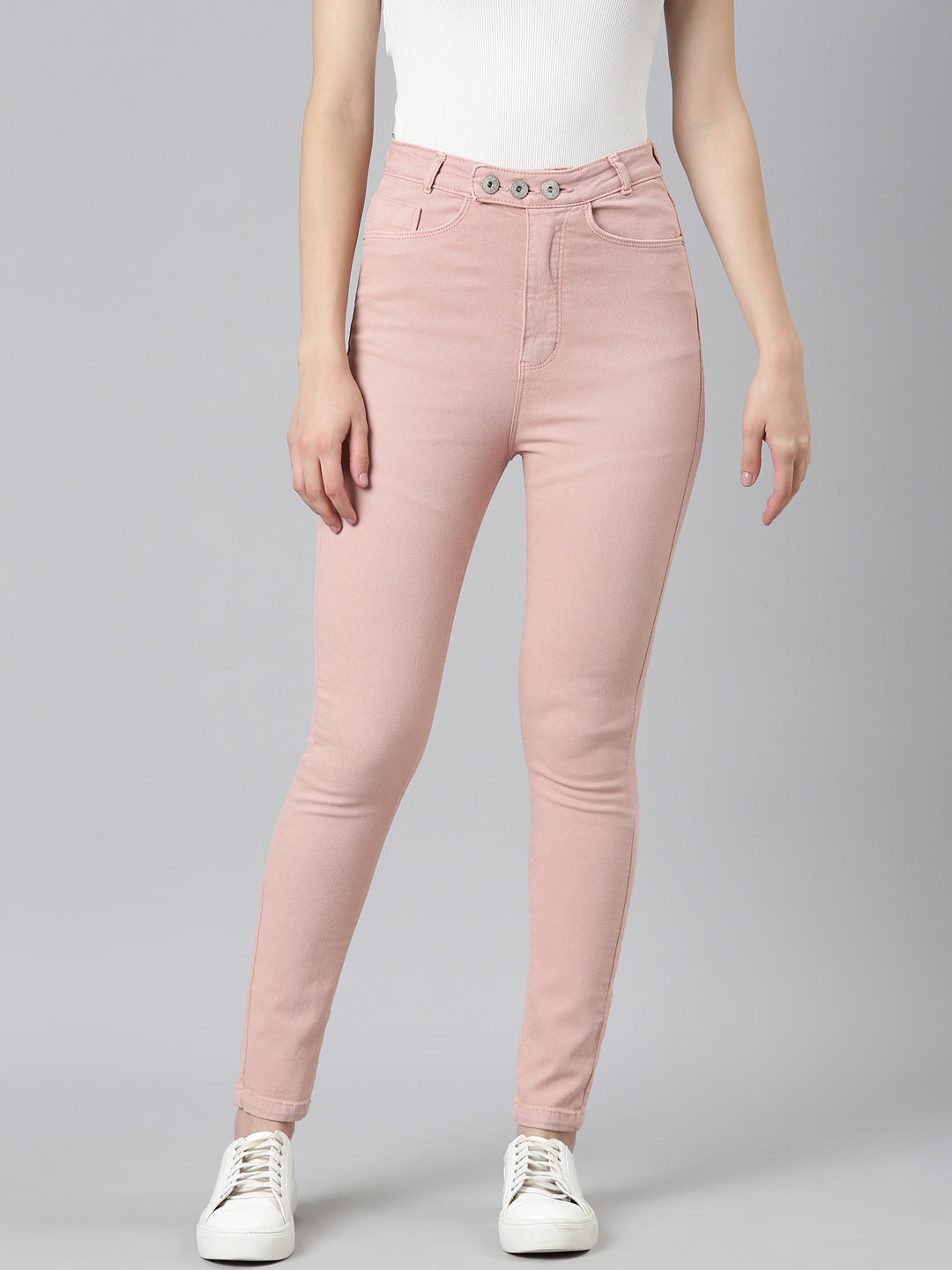 Women's Pink Slim Fit High-Rise Denim Jeans