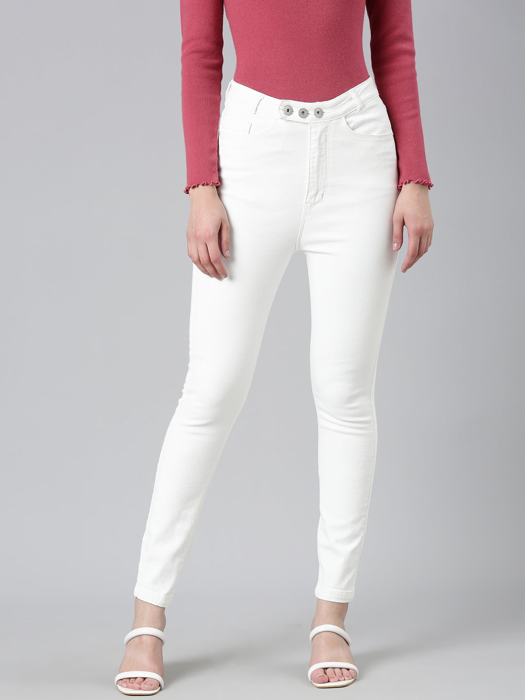 Women's White Skinny Fit Denim Jeans