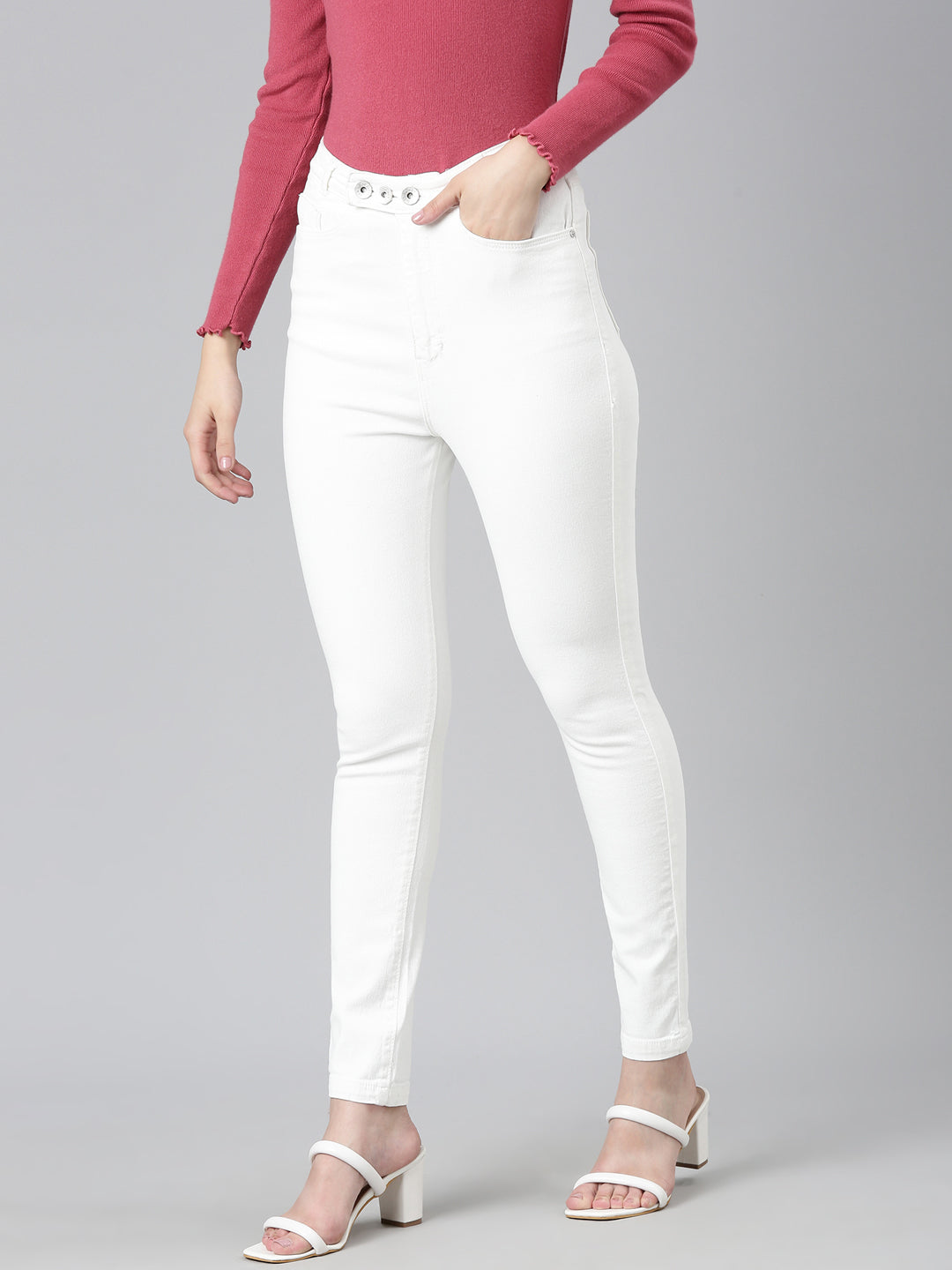 Women's White Skinny Fit Denim Jeans