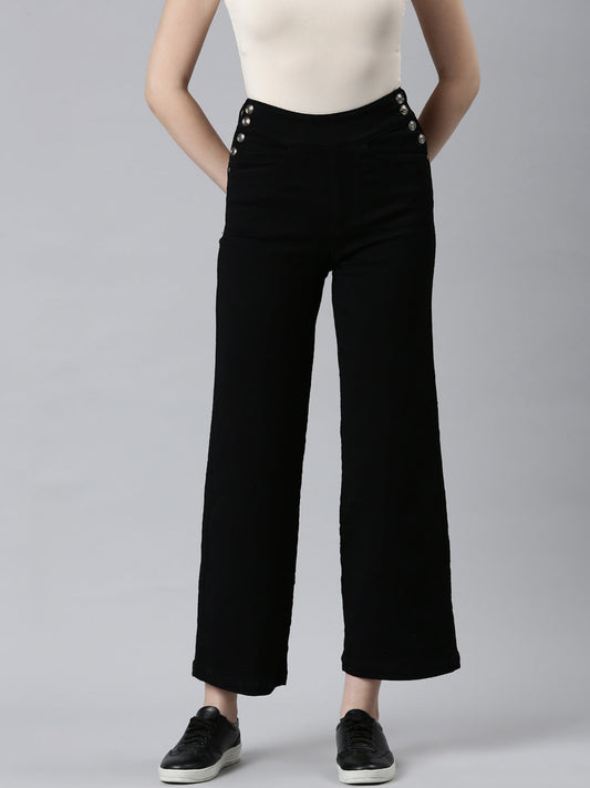Women's Black Wide Leg Denim Jeans