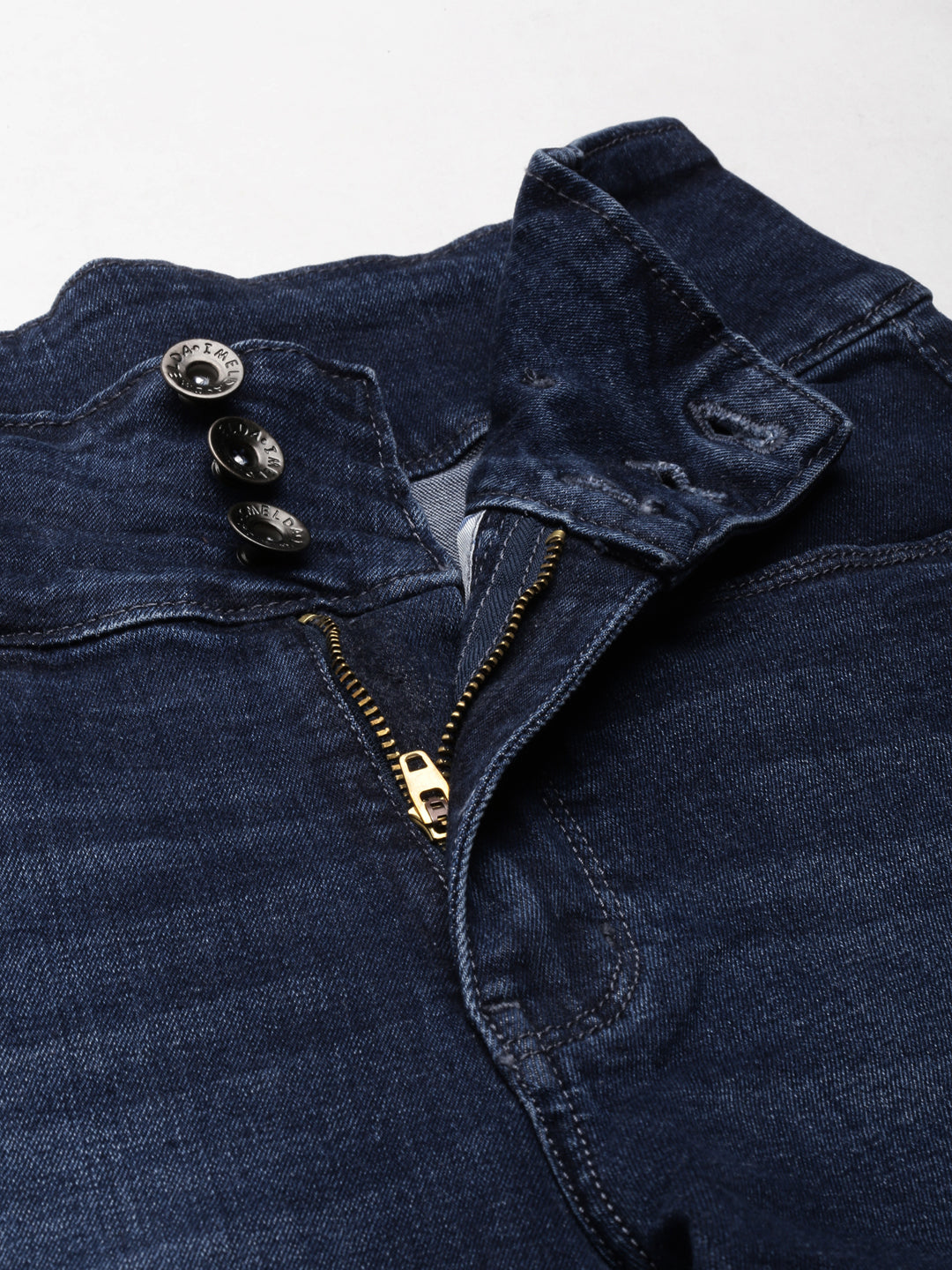 Women's Navy Blue Straight Fit Light Fade Acid Wash Denim Jeans