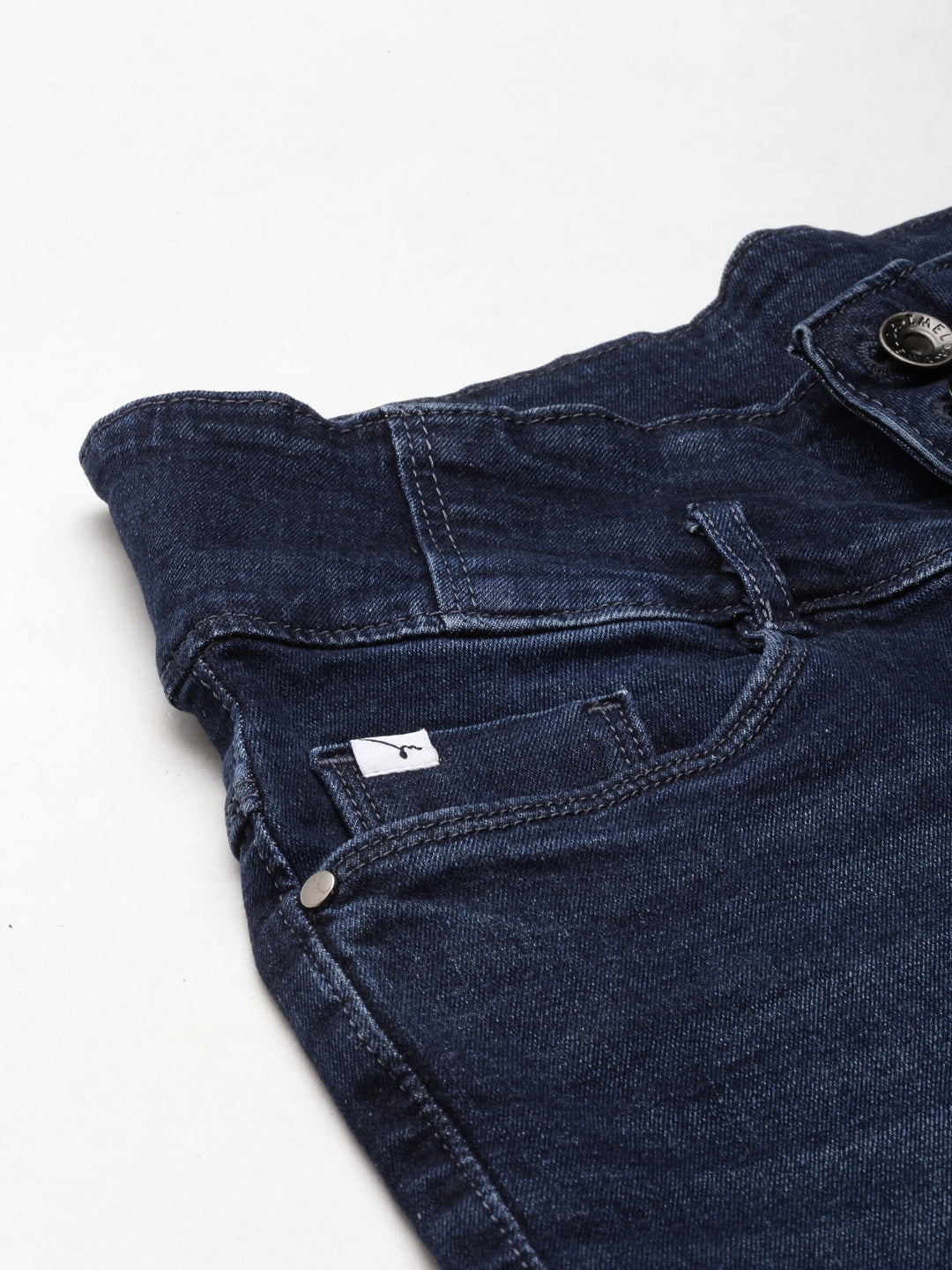 Women's Navy Blue Straight Fit Light Fade Acid Wash Denim Jeans