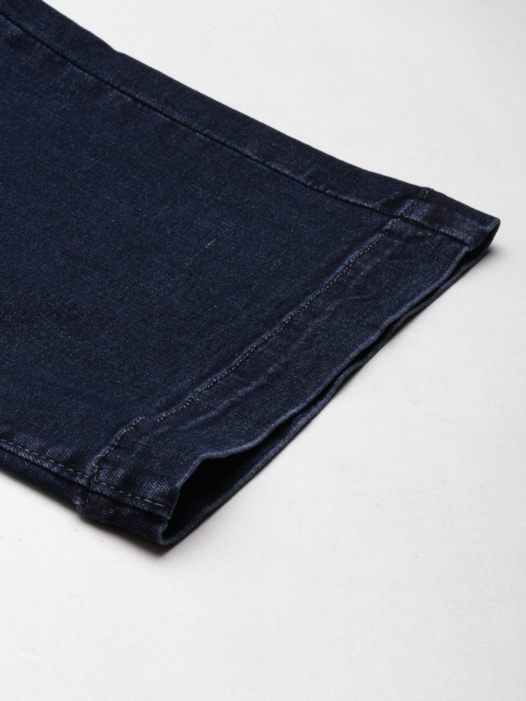 Women's Navy Blue Straight Fit Light Fade Acid Wash Denim Jeans