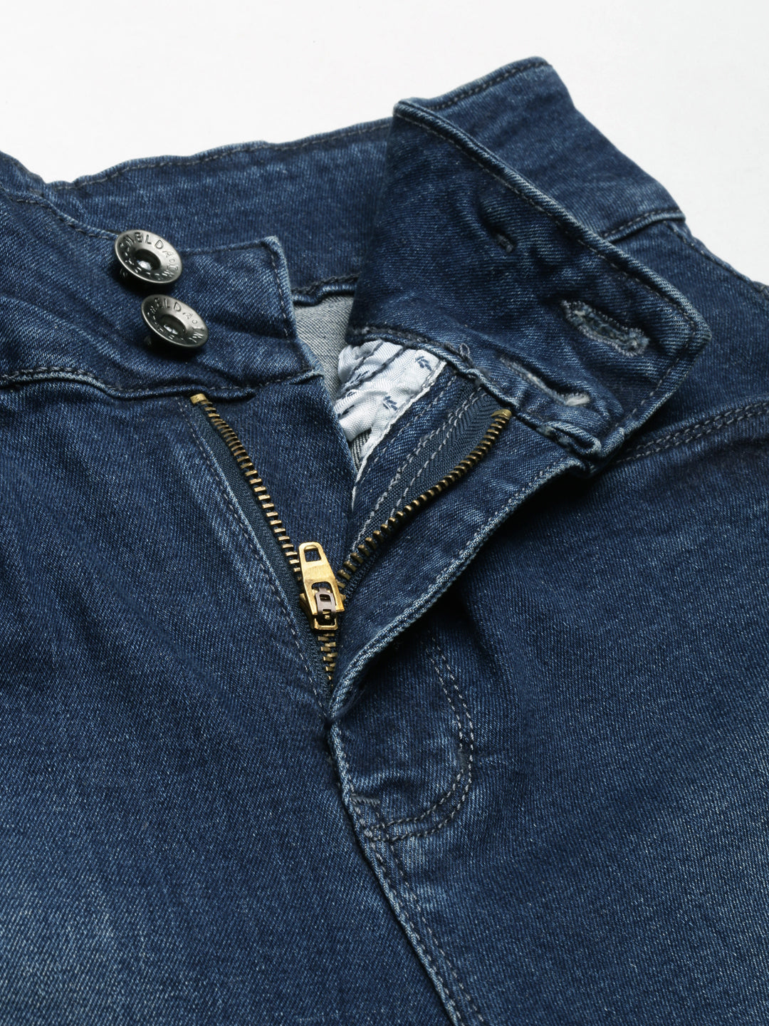 Women's Navy Blue Acid Wash Wide Leg Mid-Rise Denim Jeans