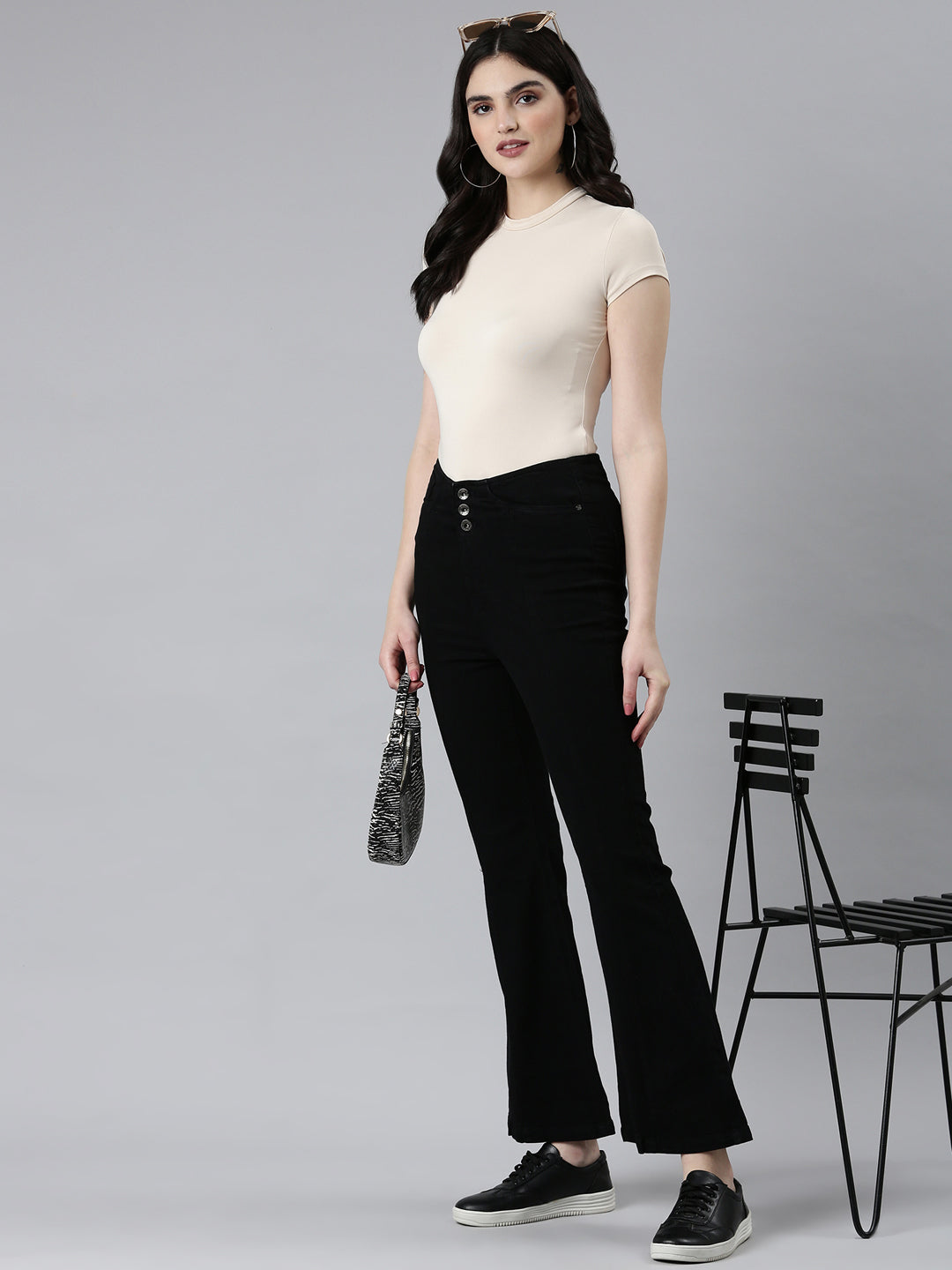 Women's Black Bootcut High-Rise Denim Jeans