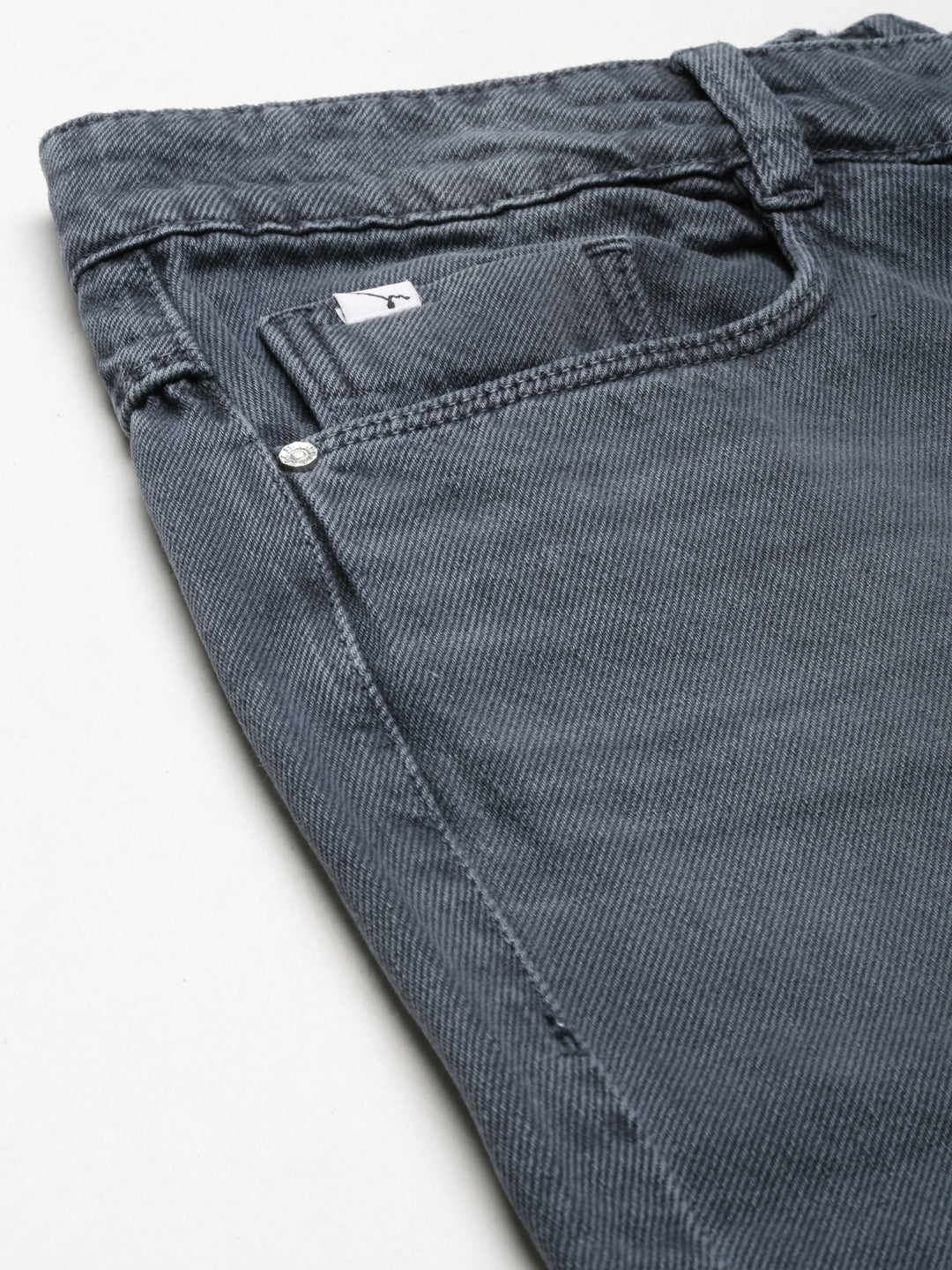 Women's Grey Wide Leg Low Distress Light Fade Denim Jeans