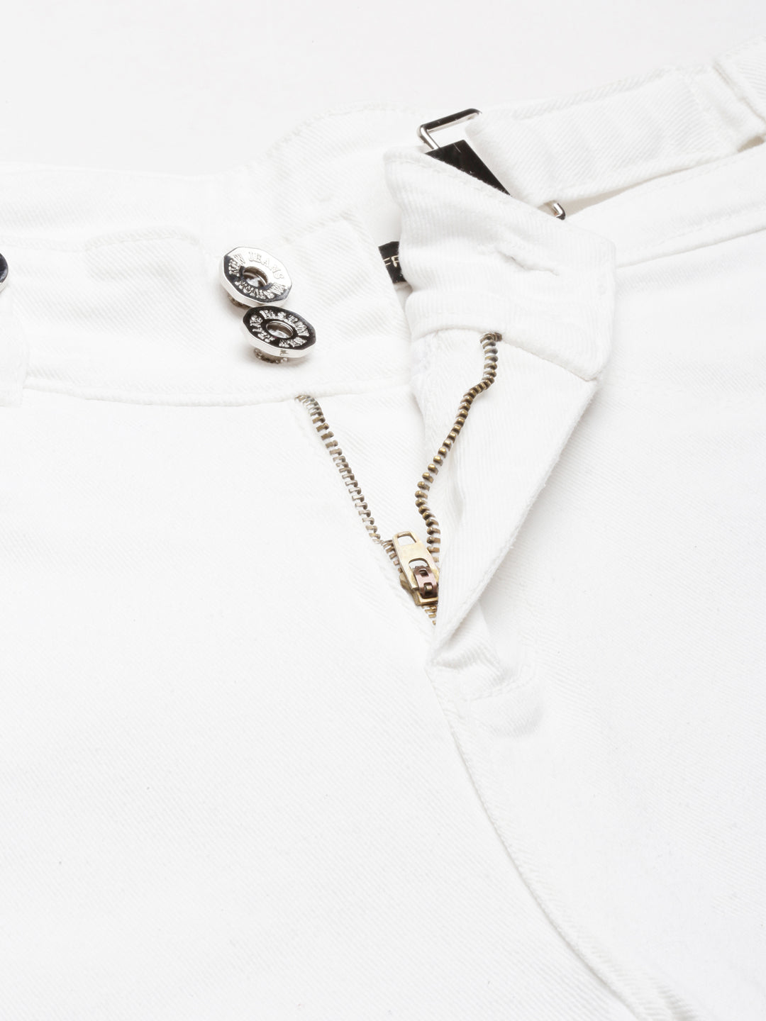 Women's White Solid Straight Fit Denim Jeans