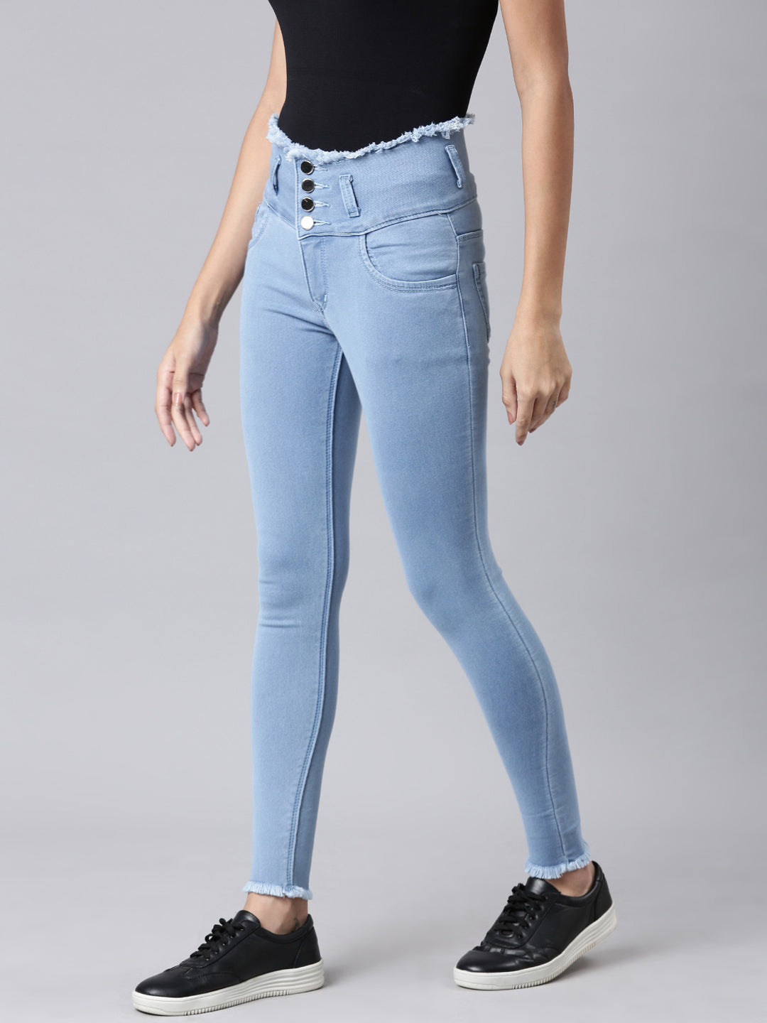 Women's Blue Skinny Fit Acid Wash Denim Jeans