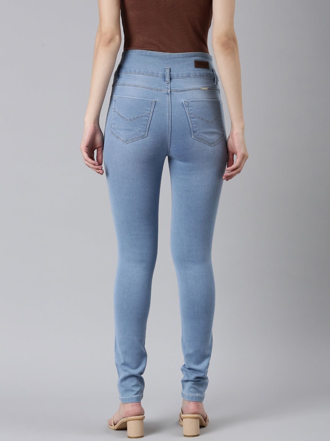 Women's Blue Solid Skinny Fit Denim Jeans