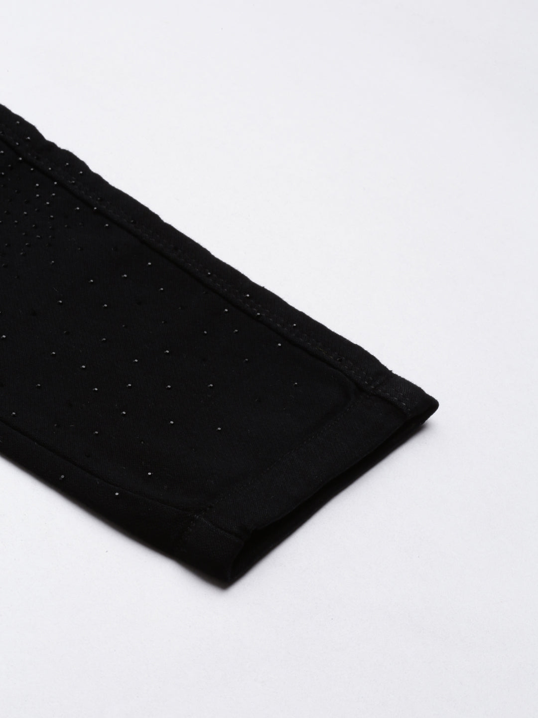 Women's Black Slim Fit High-Rise Embellished Denim Jeans